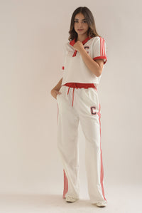 Fashion Styled Set Pantalón y Blusa polo track Blanco