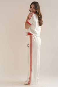 Fashion Styled Set Pantalón y Blusa polo track Blanco