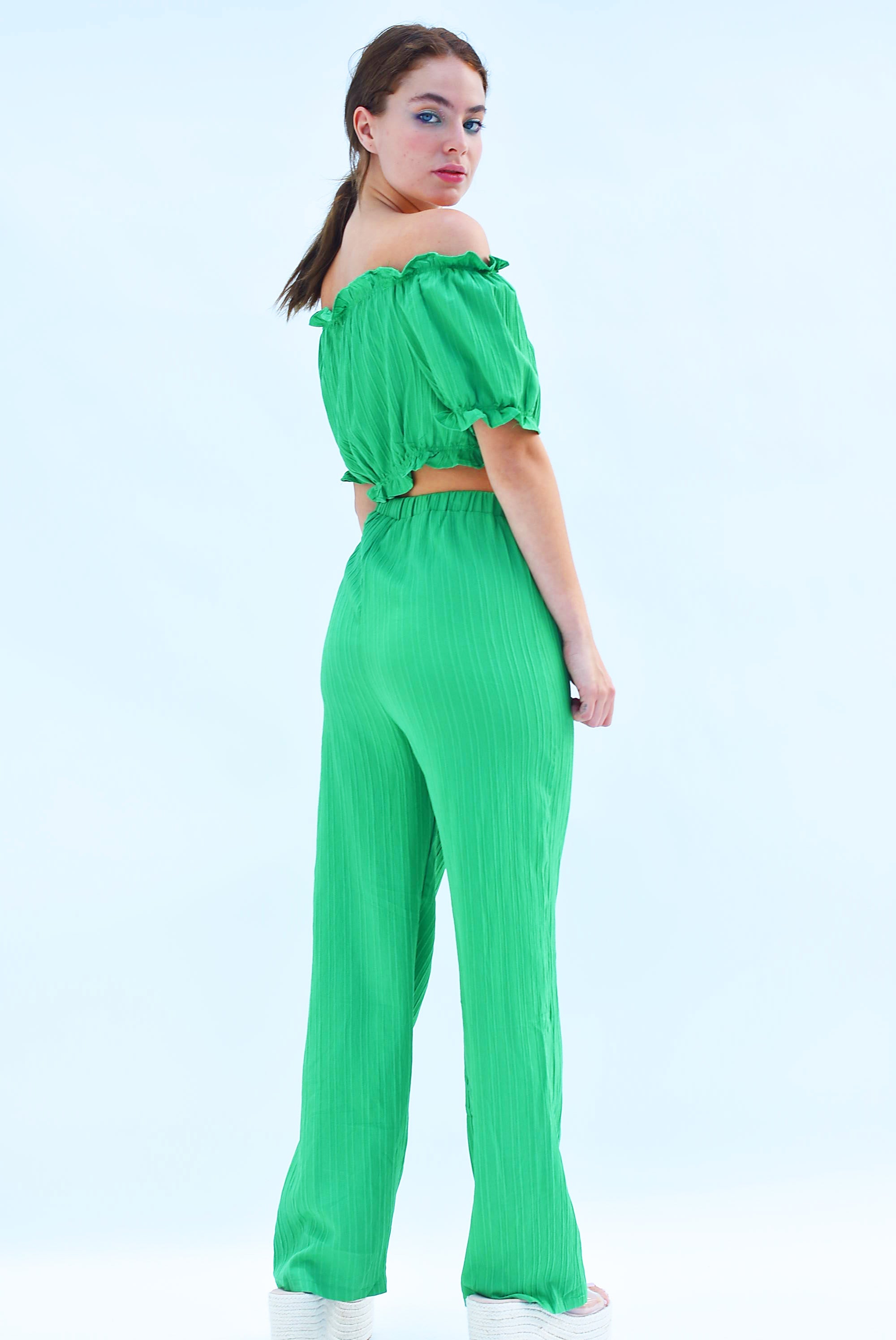 Set Pantalón y Top texturizado Verde