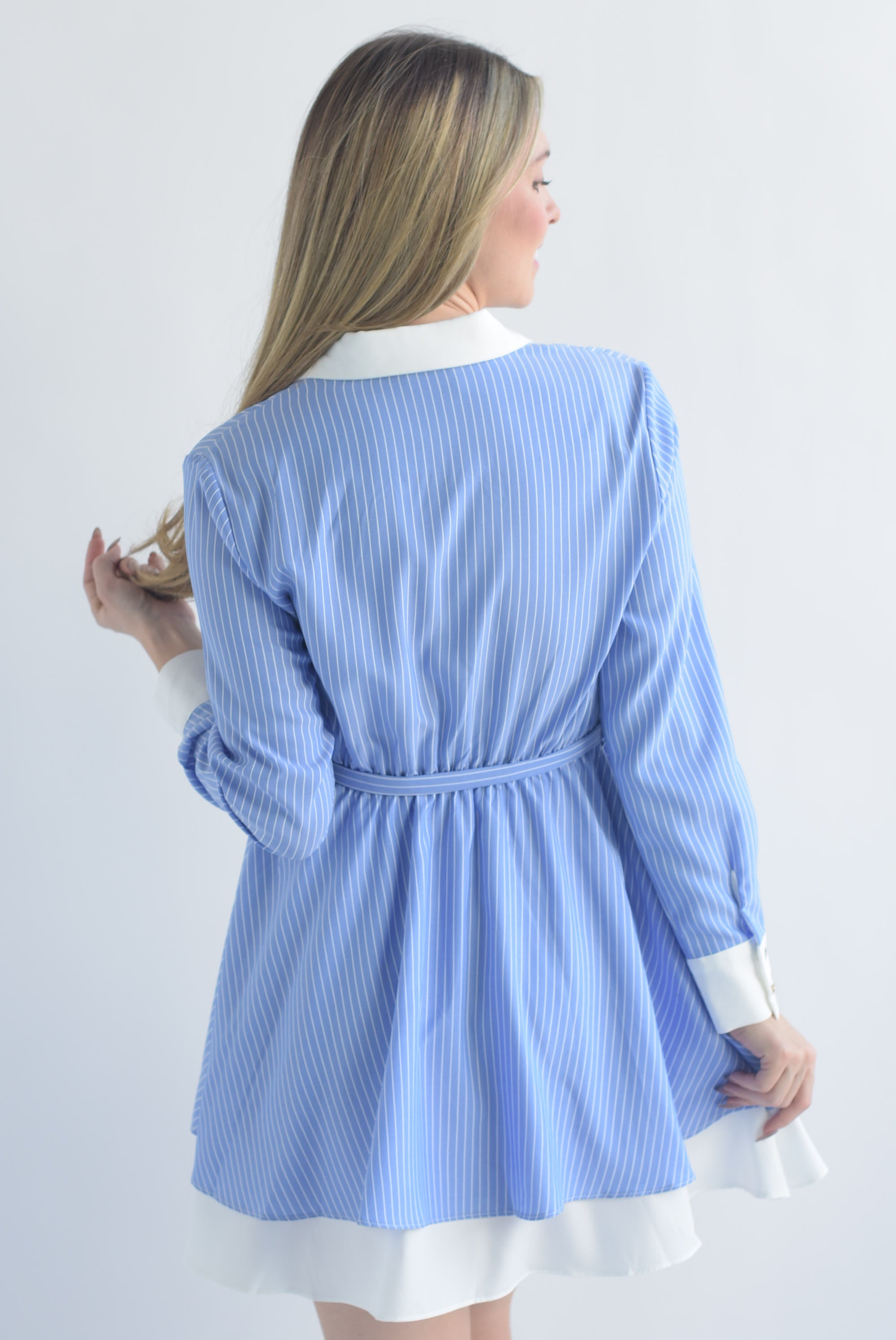 Vestido camisero rayas filo blanco