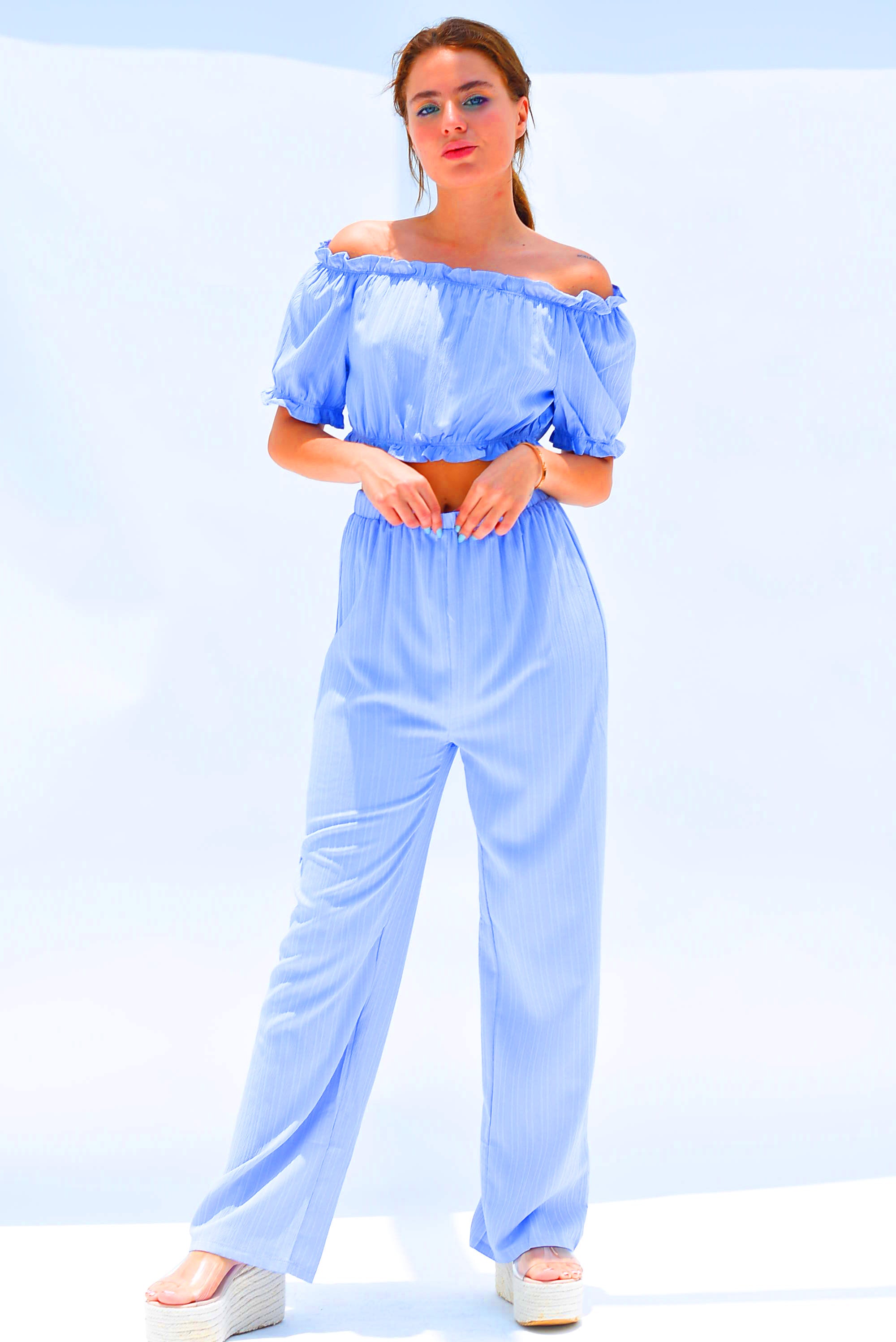 Set Pantalón y Top texturizado Lila