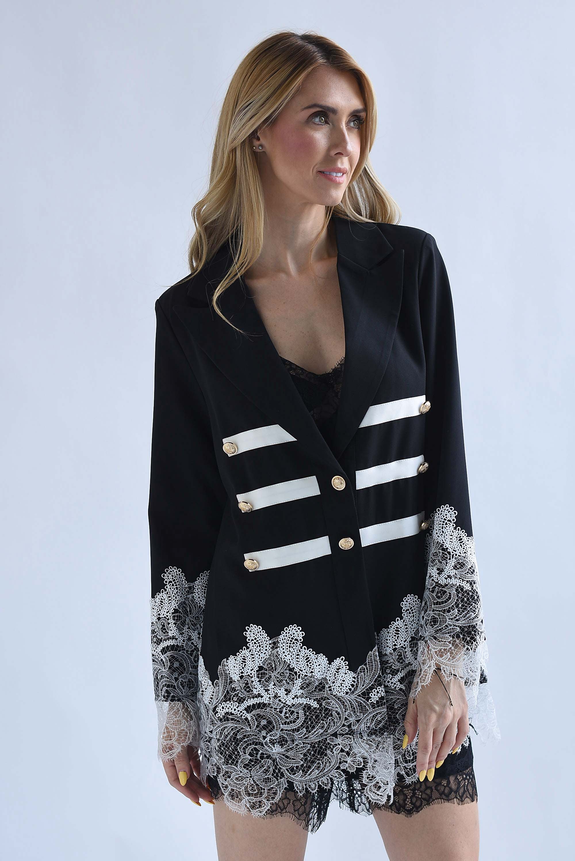 Blazer dress militar con encaje