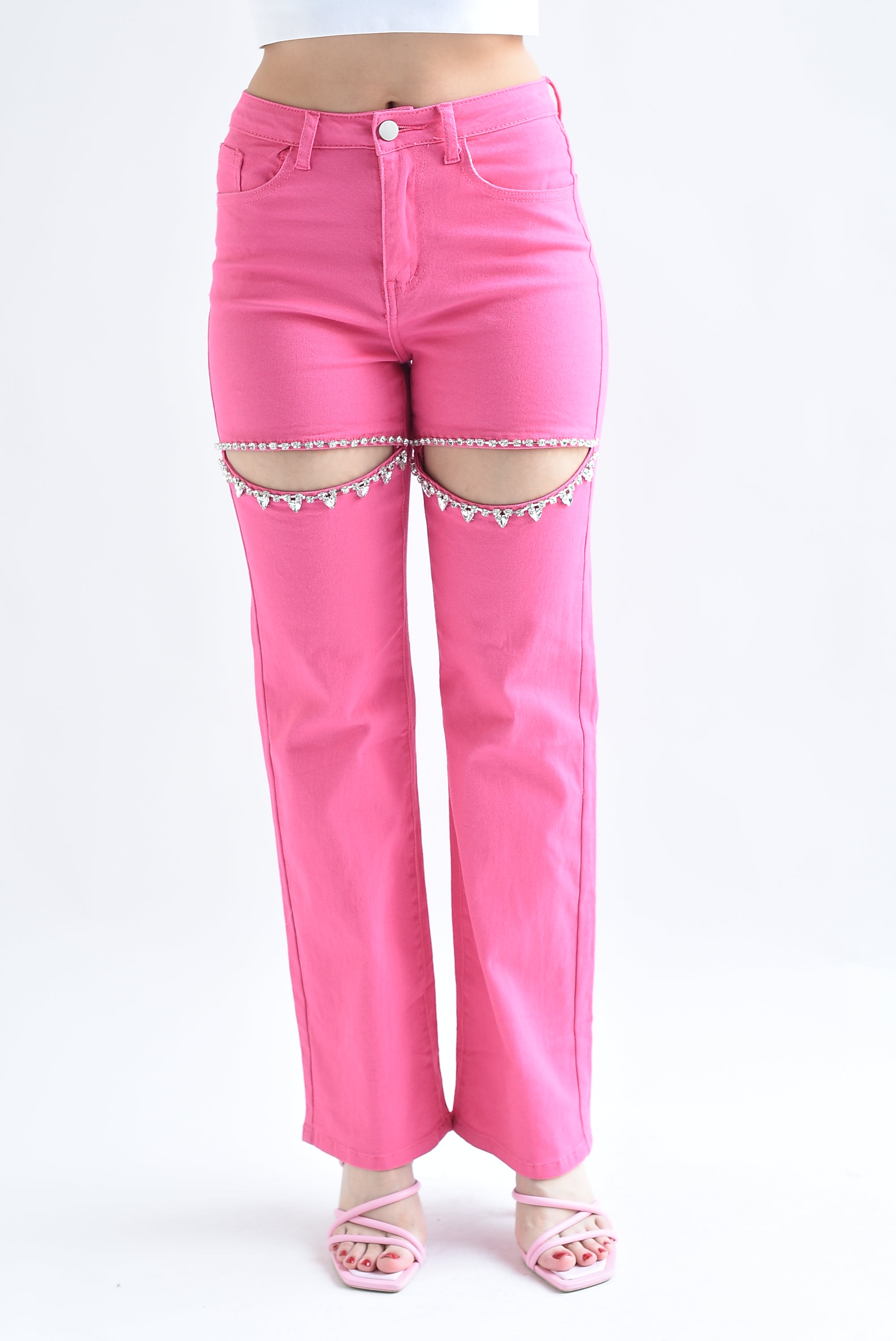 Jeans cut-out con joya Fiusha