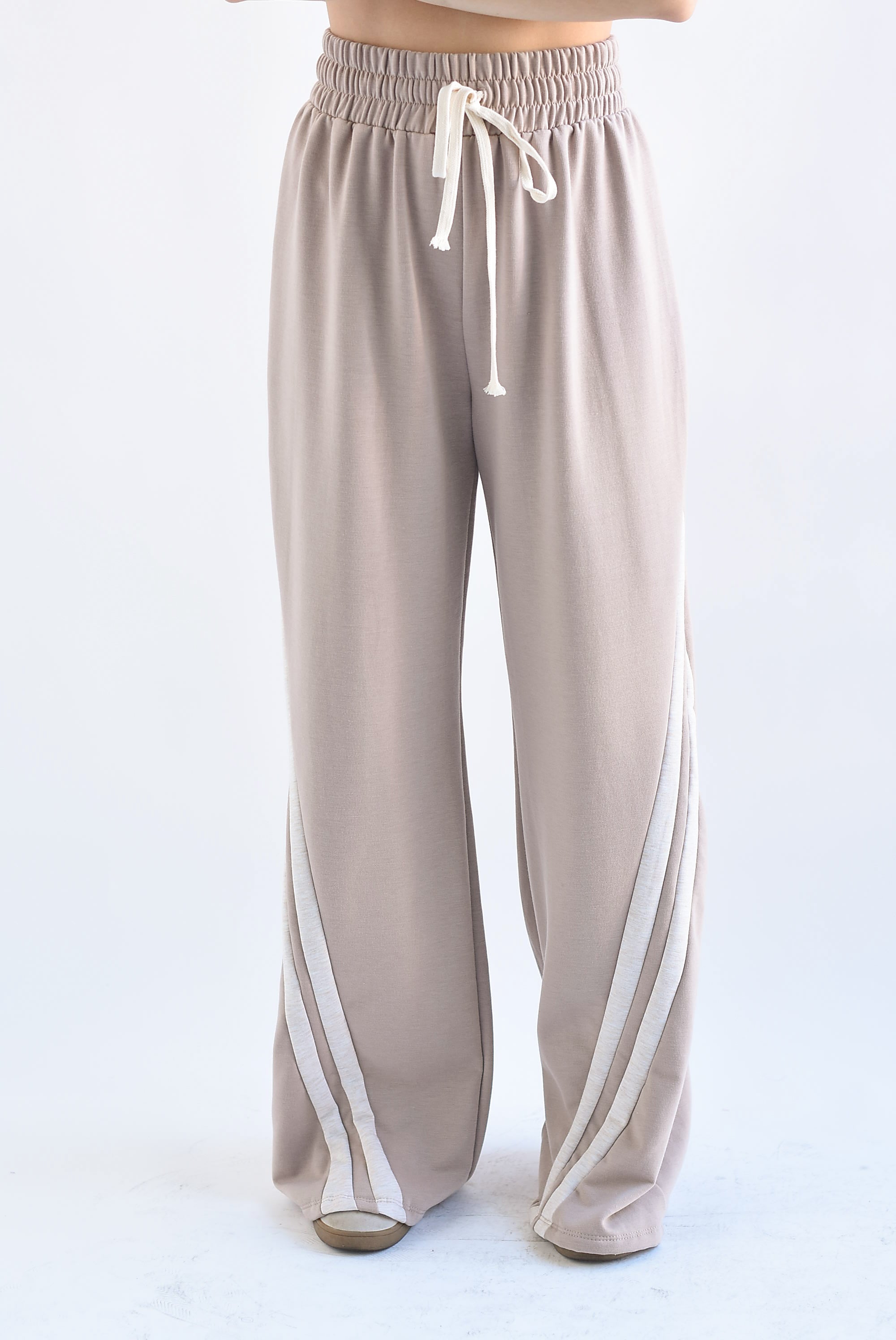 Pantalón wide algodón track Moka