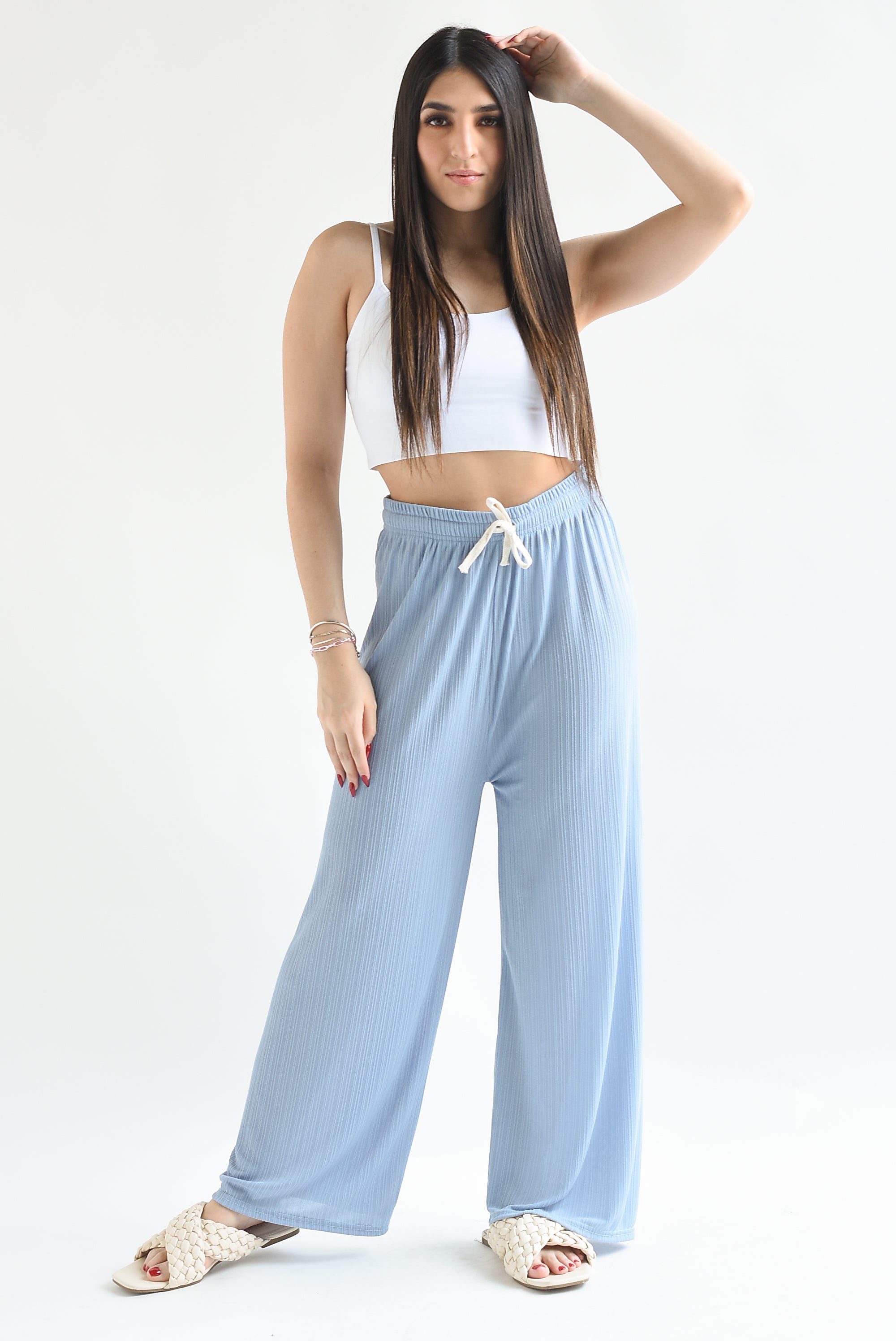 Pantalón textura Azul