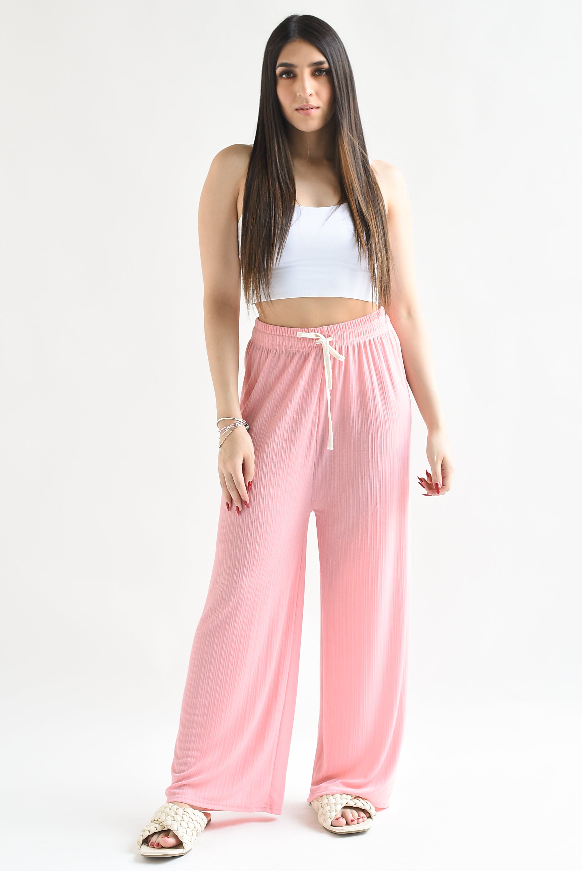 Pantalón textura Rosa