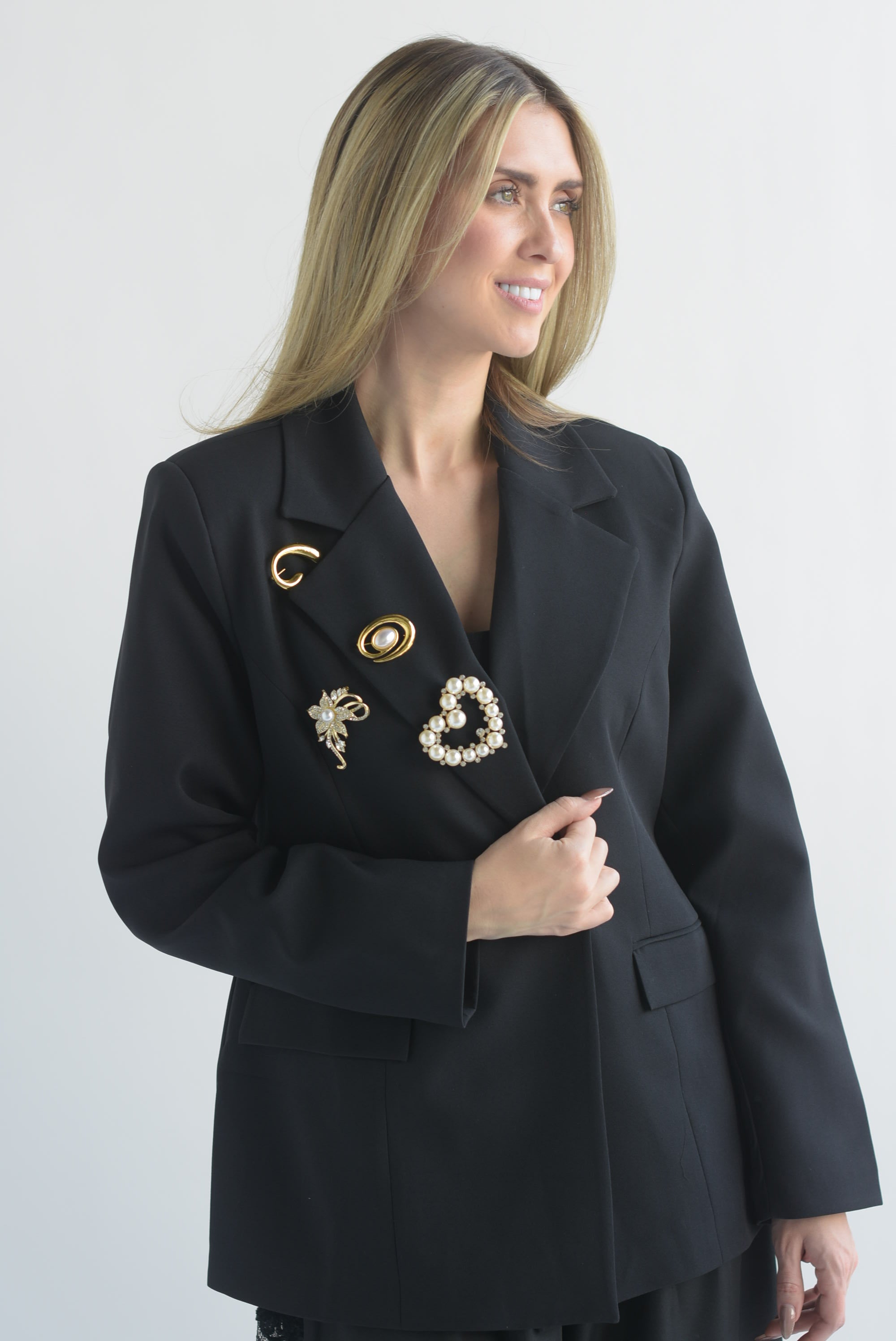 Broche corazón perlas y brillos