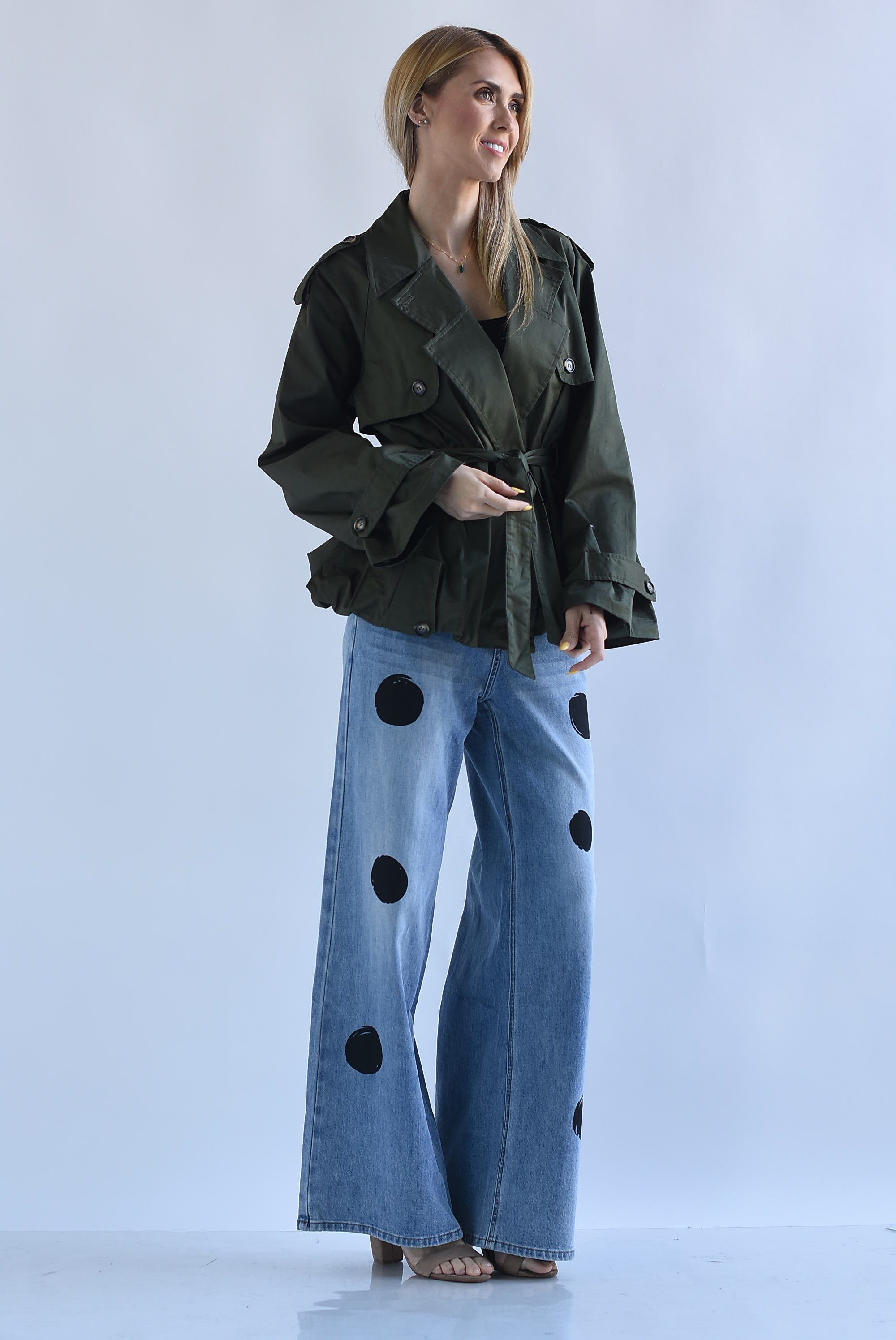 Gabardina peplum globo