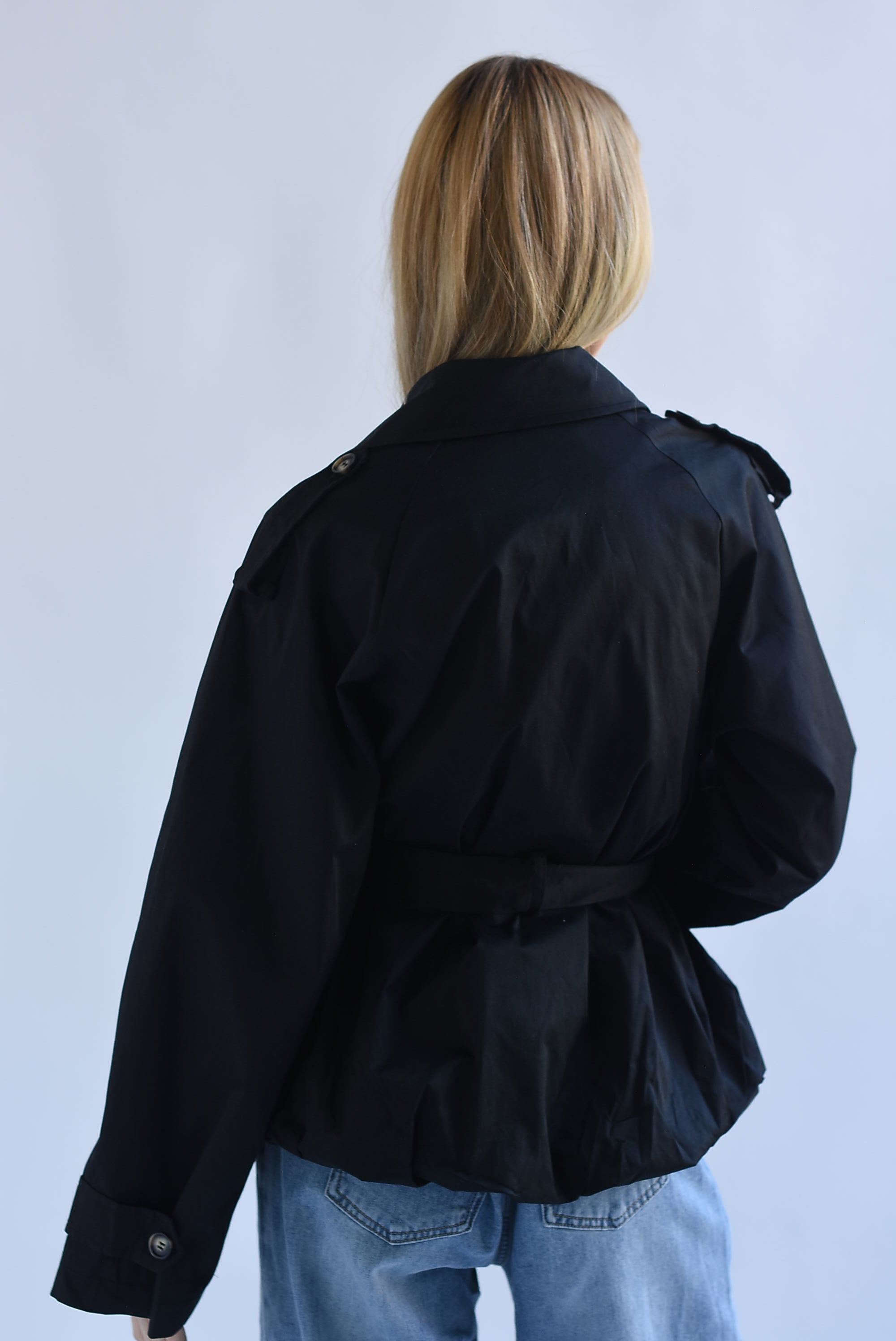 Gabardina peplum globo