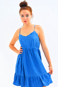 Fashion Styled Vestido corto denim tirantes Medium
