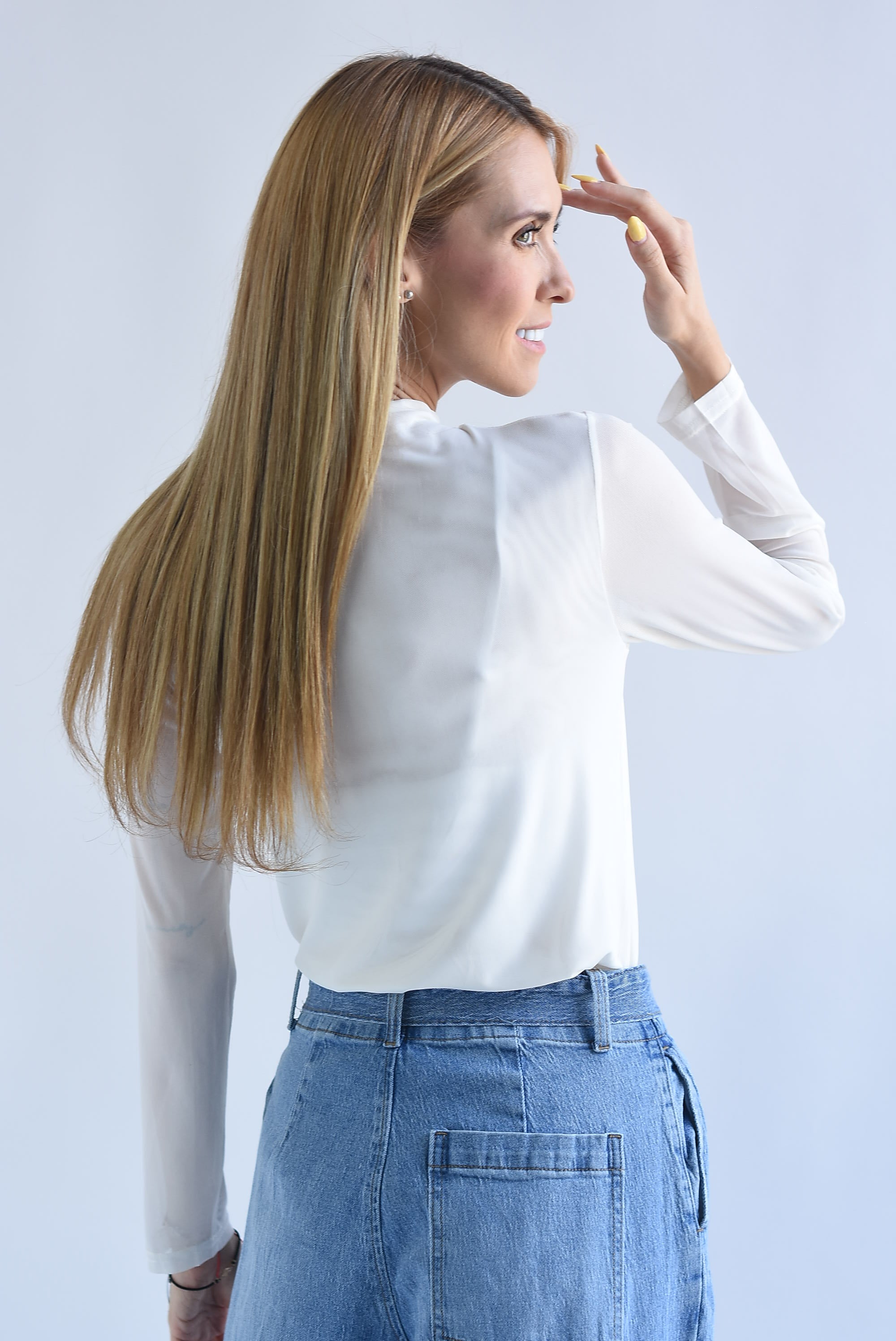 Blusa mesh doble manga larga
