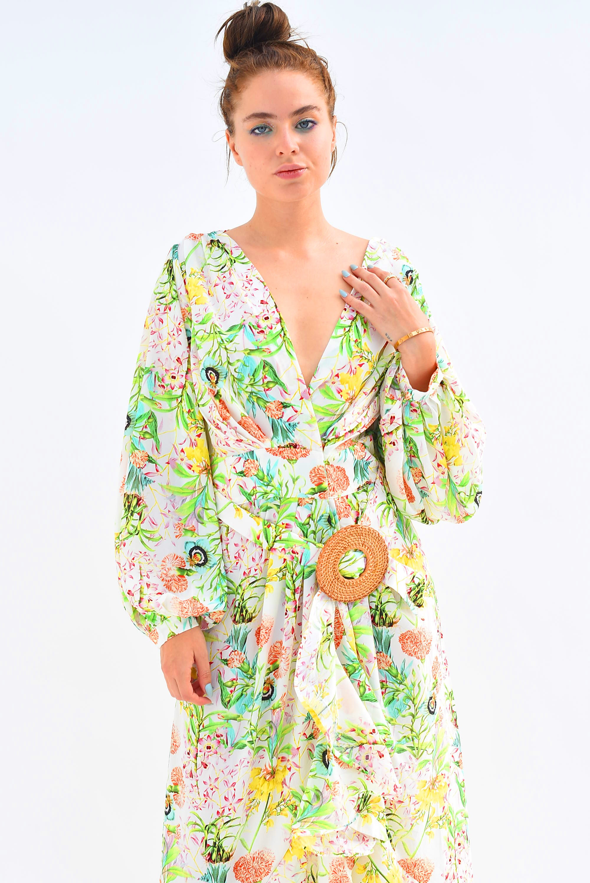 Vestido olán asimétrico Flores