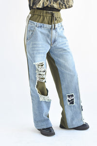 Fashion Styled Pantalón Denim track Verde Olivo