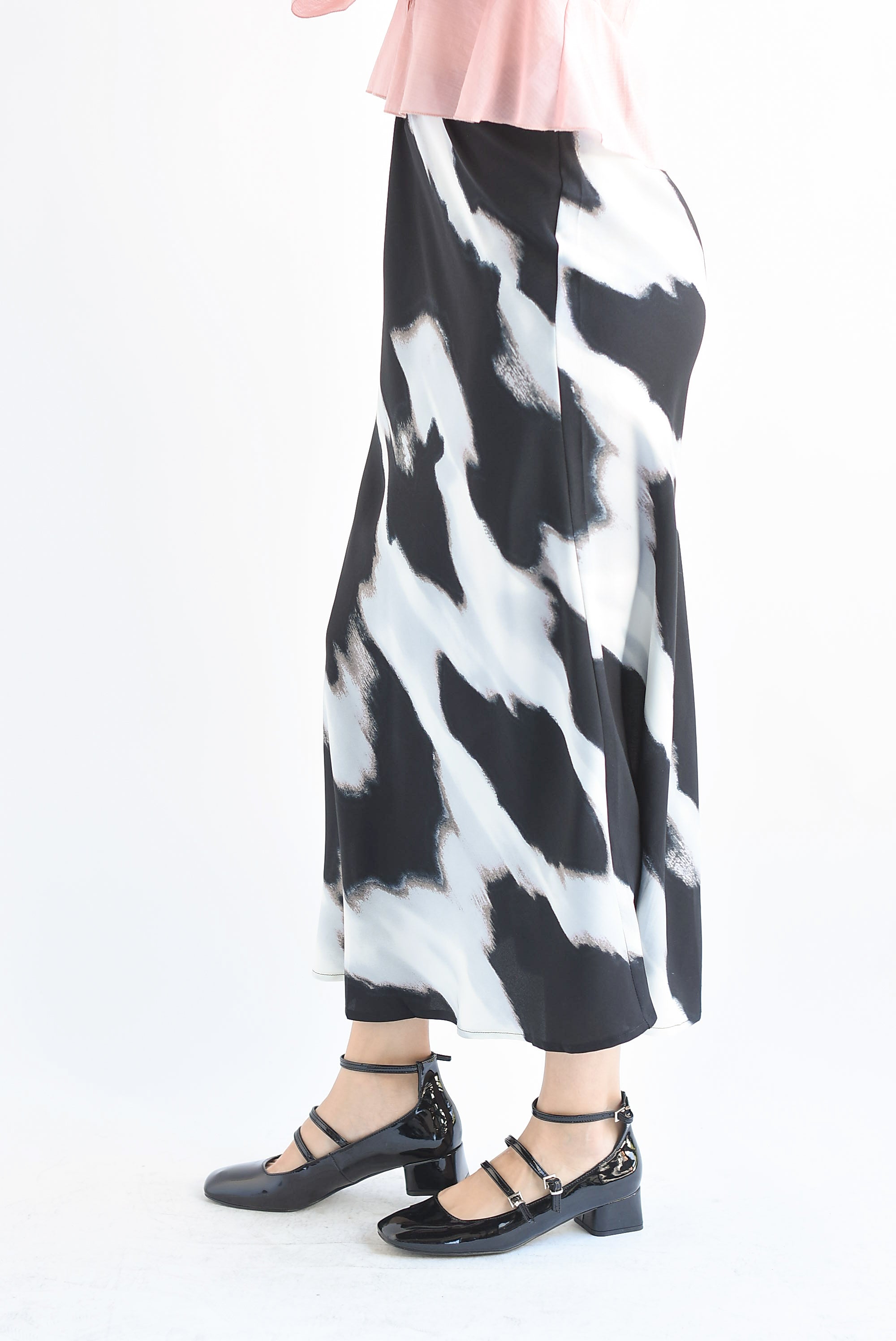 Falda midi animal print Gris