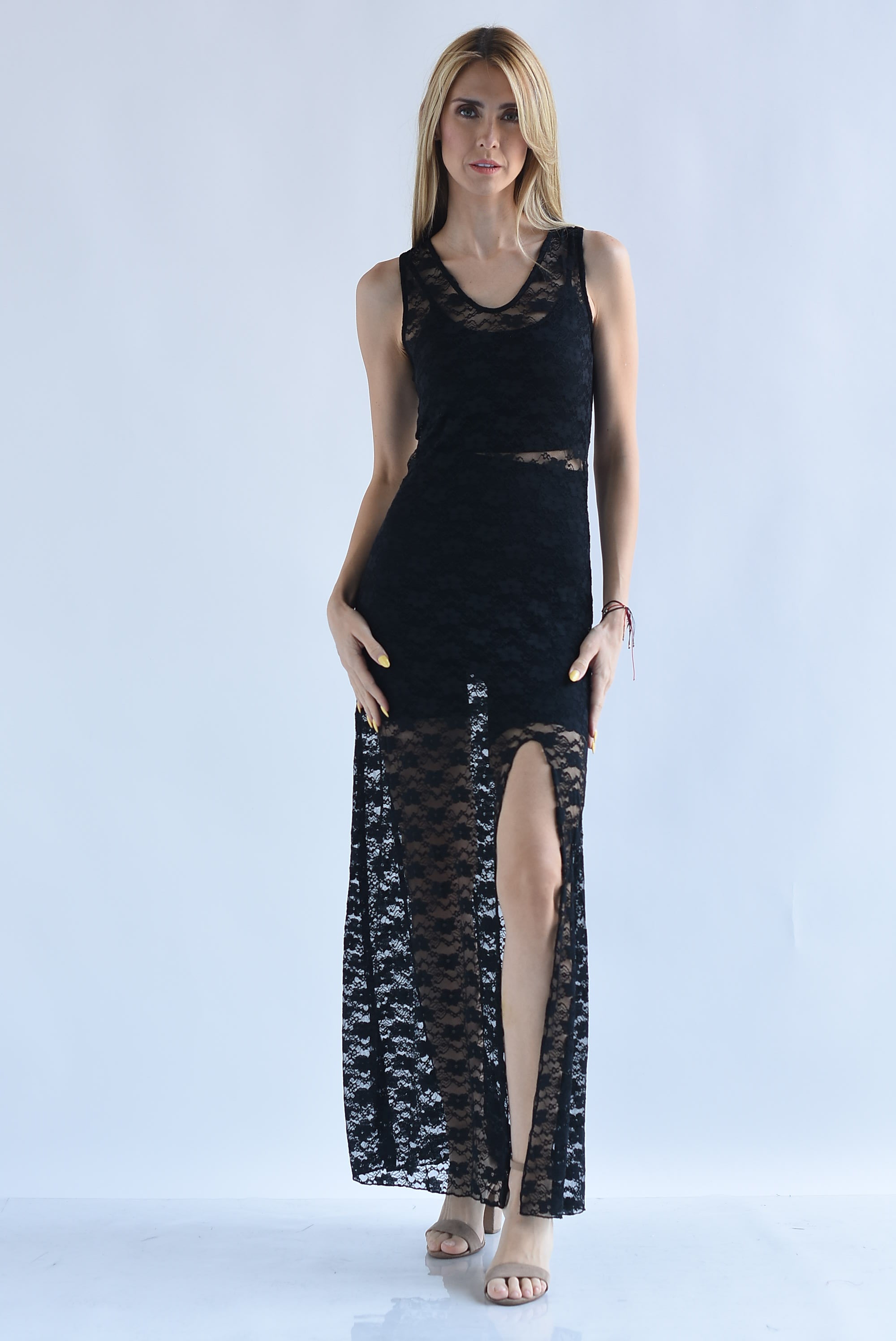 Set Vestido encaje y T-Shirt dress manga encaje