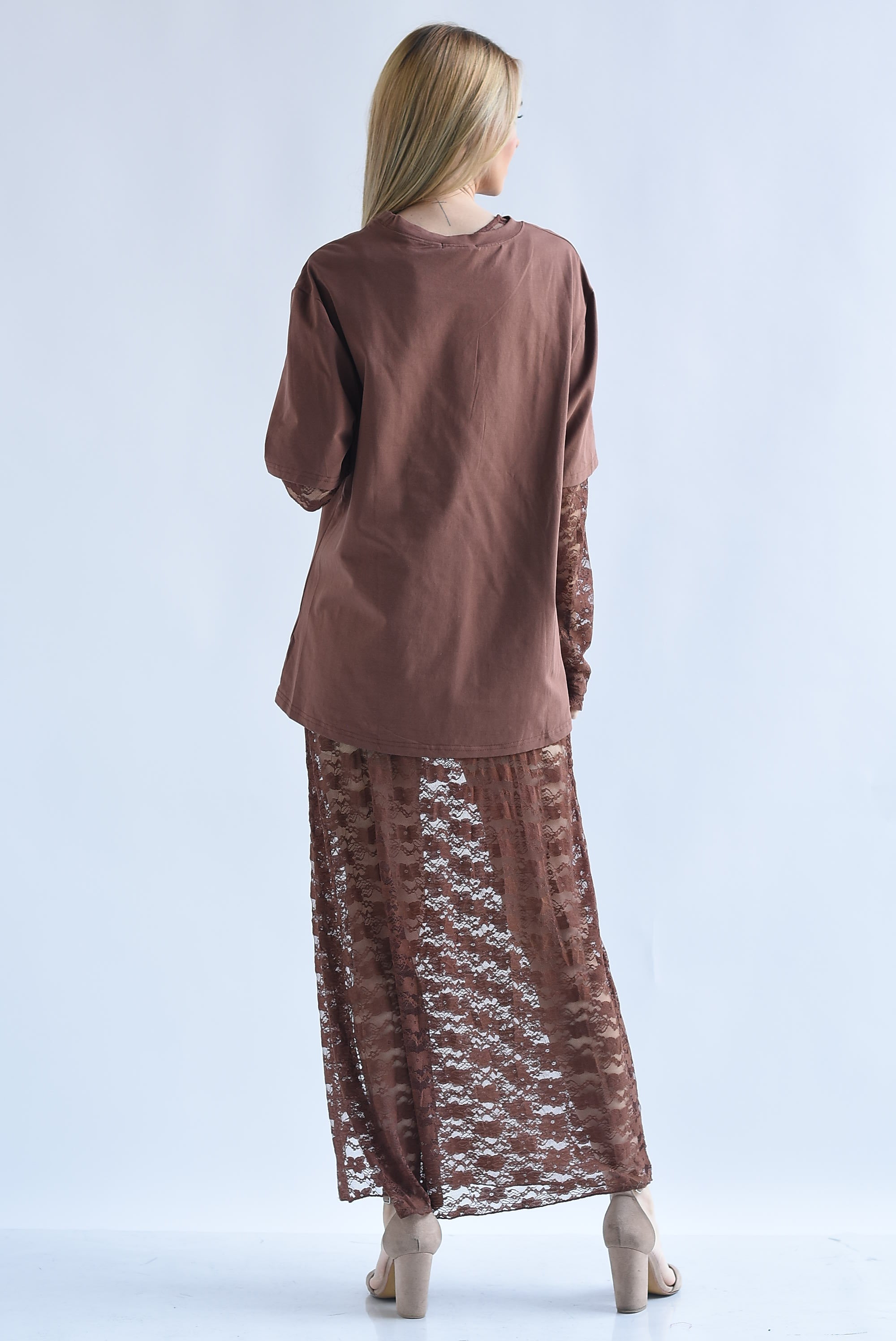 Set Vestido encaje y T-Shirt dress manga encaje