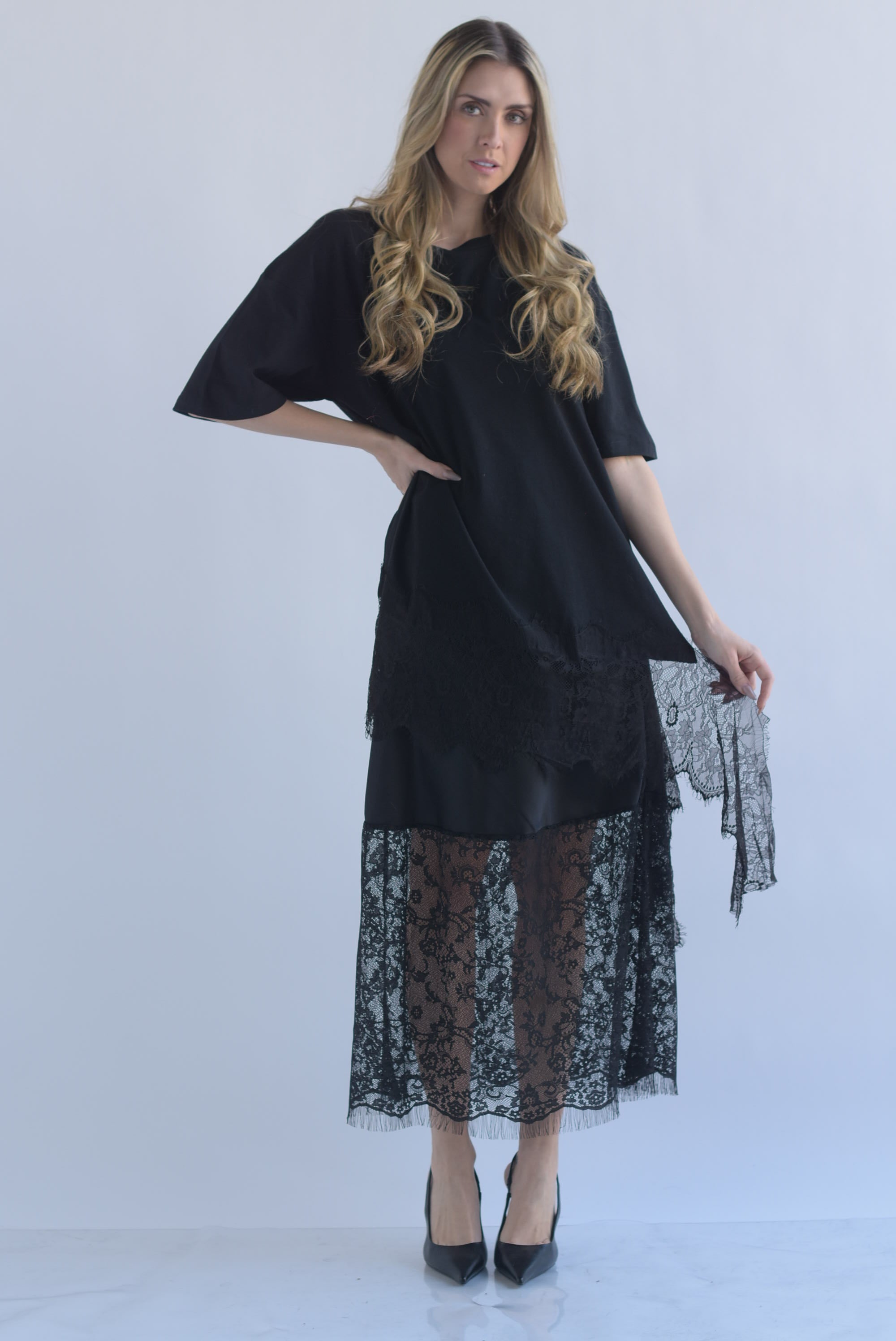 T-Shirt dress olán encaje