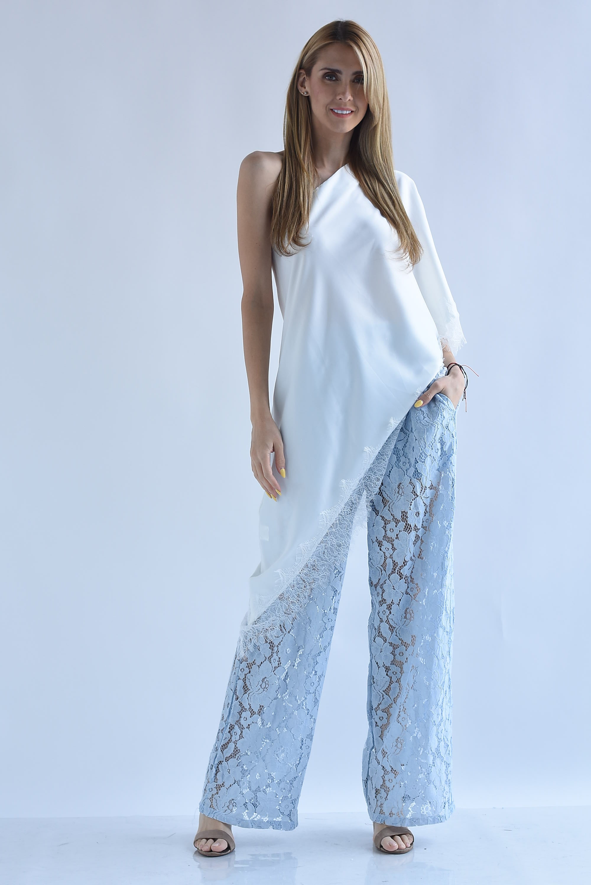 Pantalón encaje cintura elástica