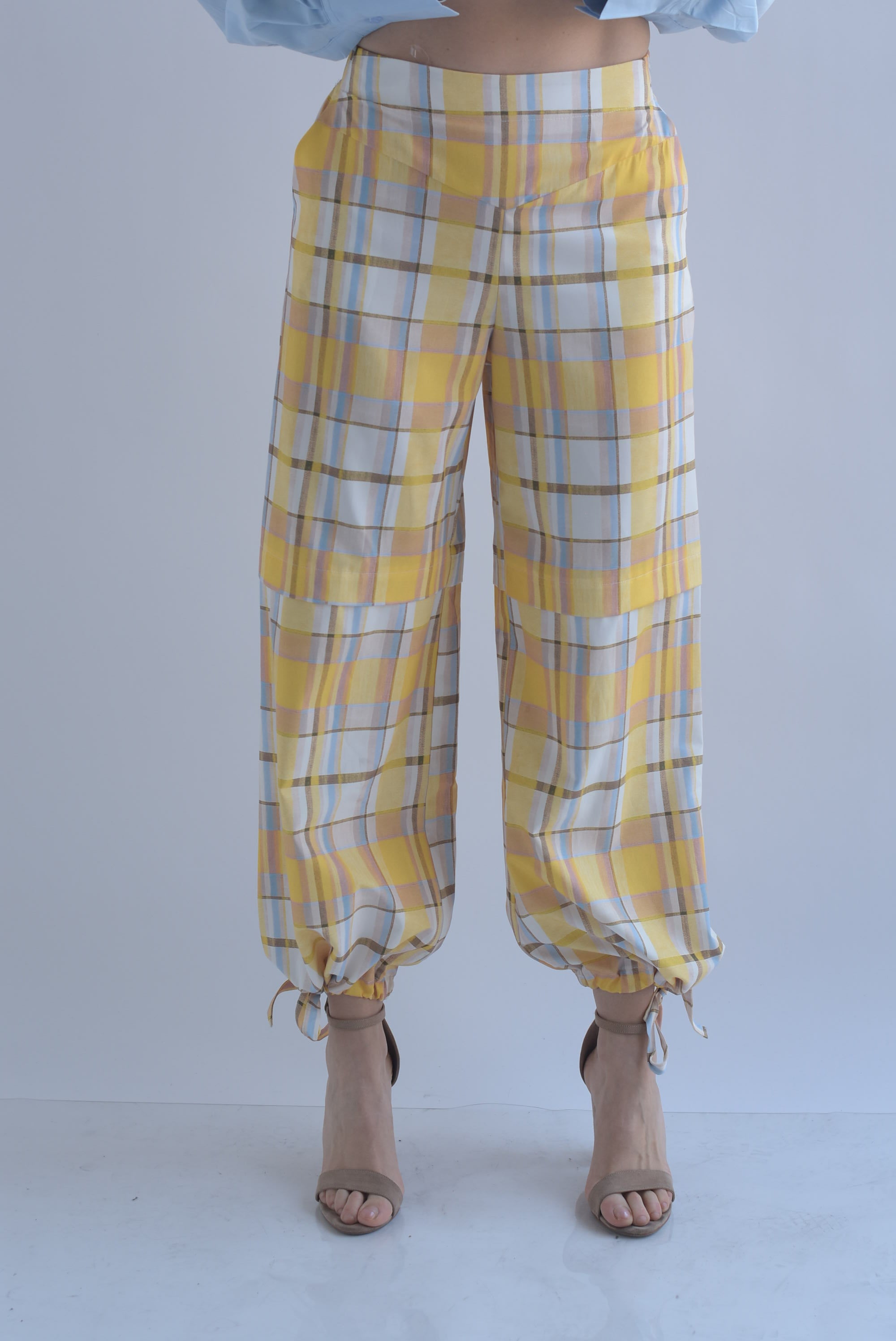 Pantalón globo cuadros pretina