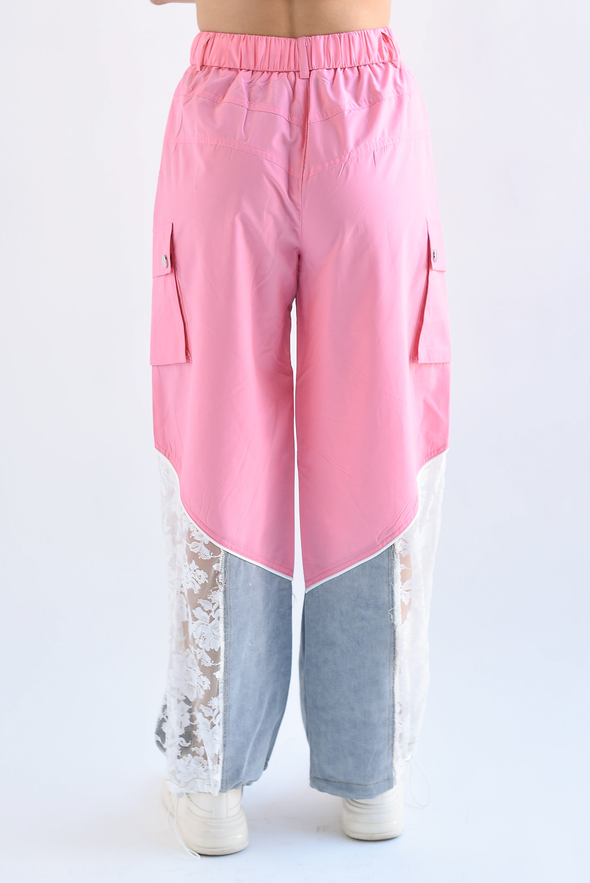 Pantalón cargo Encaje Denim Rosa
