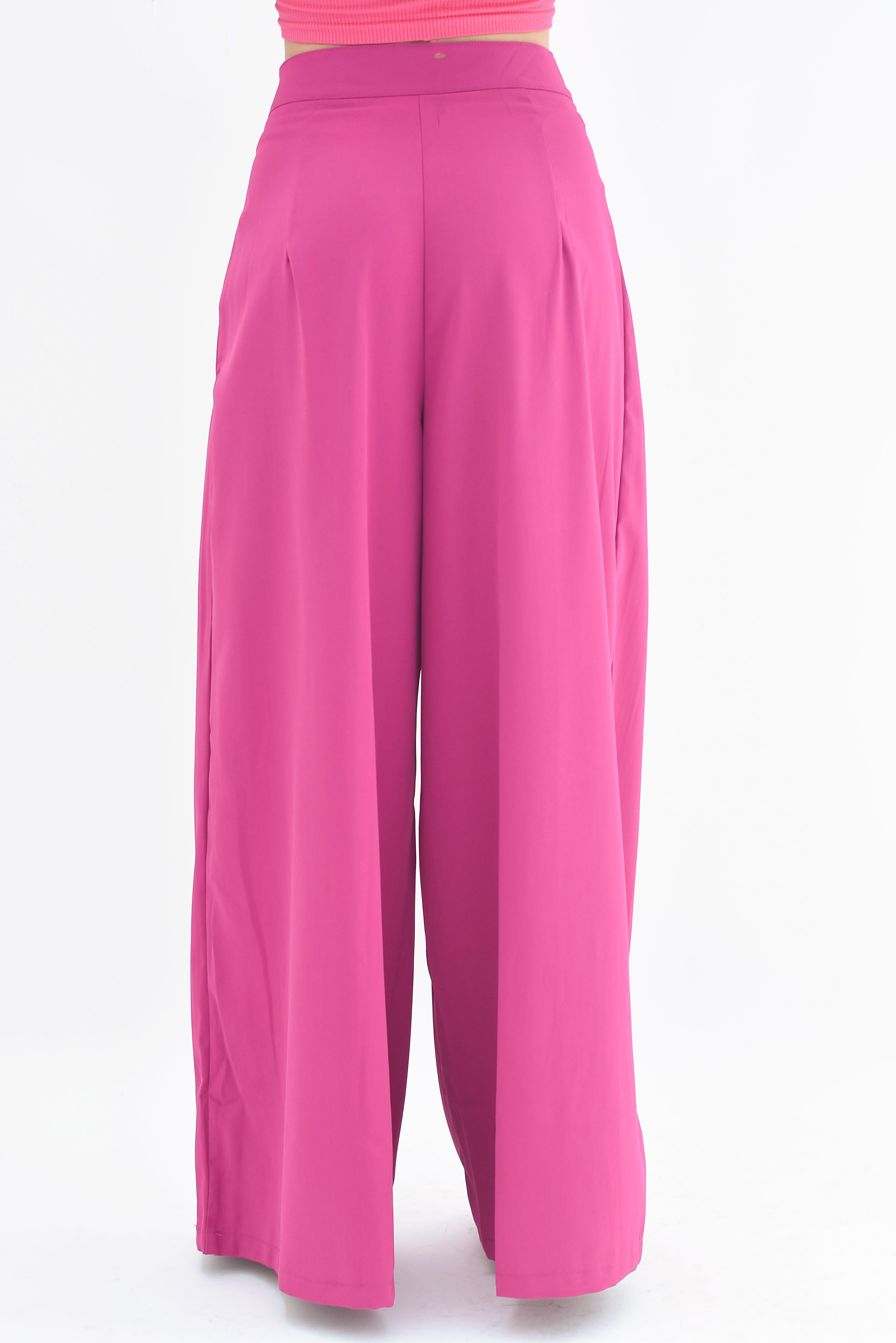 Pantalón pierna súper ancha pinzas Magenta