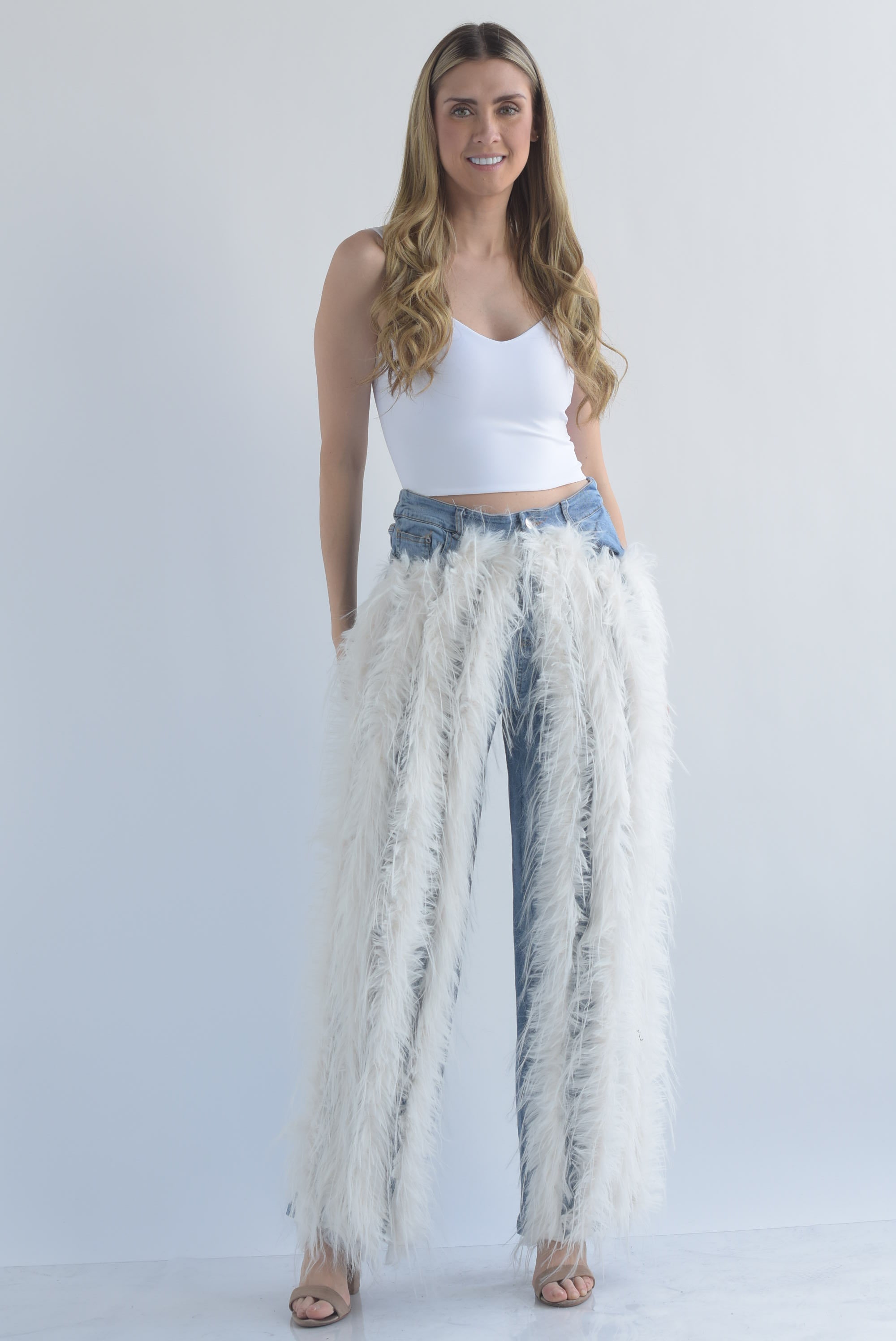 Jeans fur pelo largo