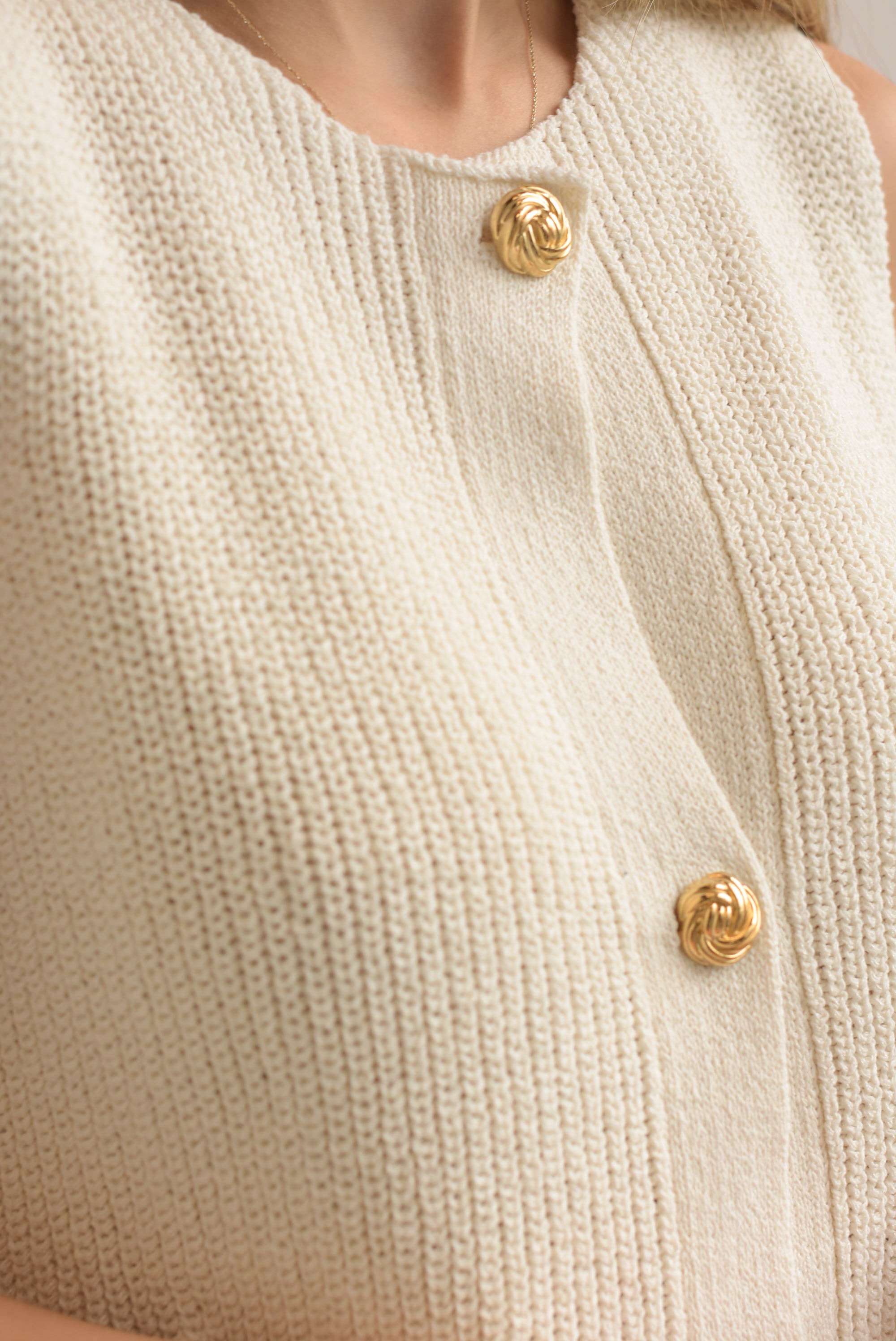 Chaleco crochet botones dorados Ivory