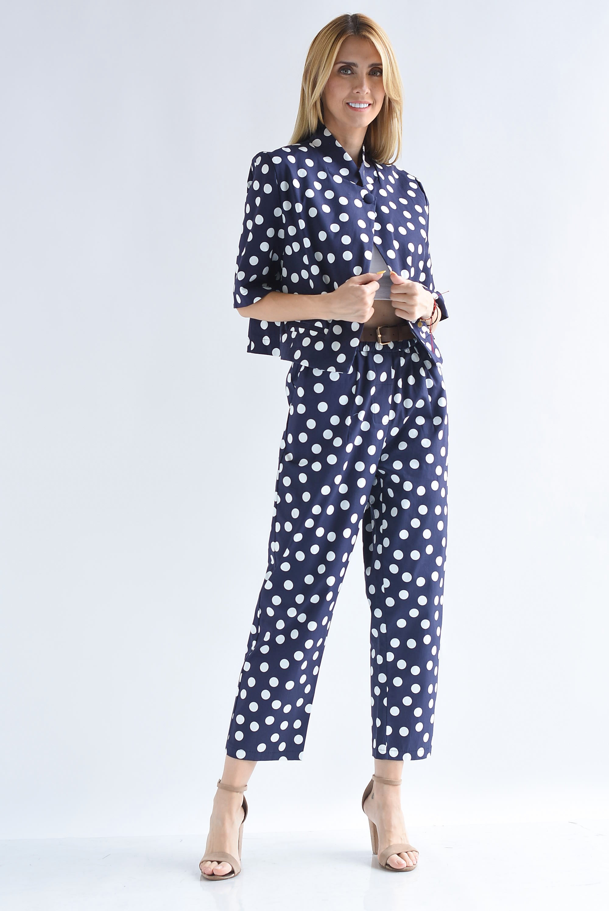 Set Pantalón y Blazer cruzado polka dots