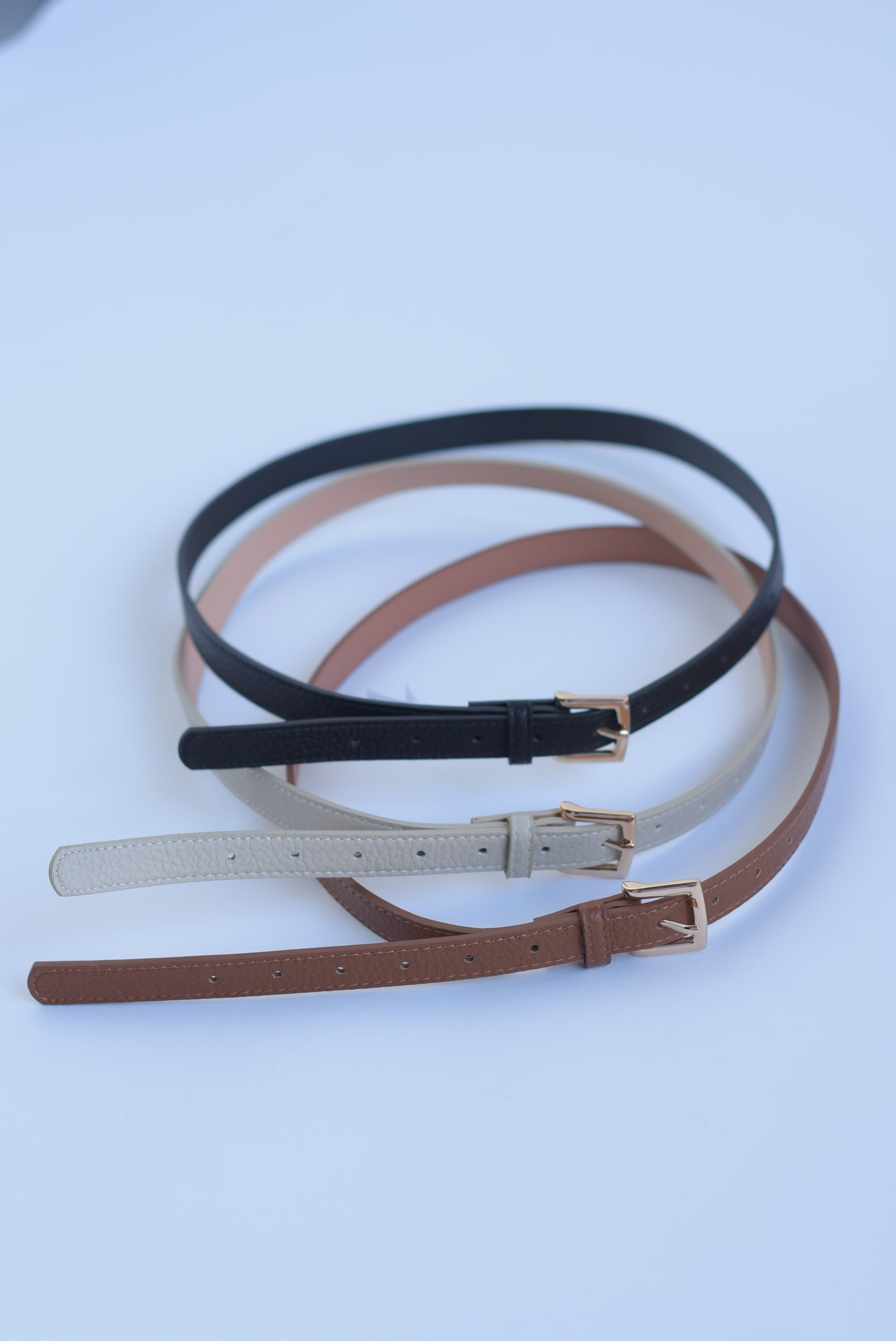 Set Cinturones estrechos Negro Café Ivory