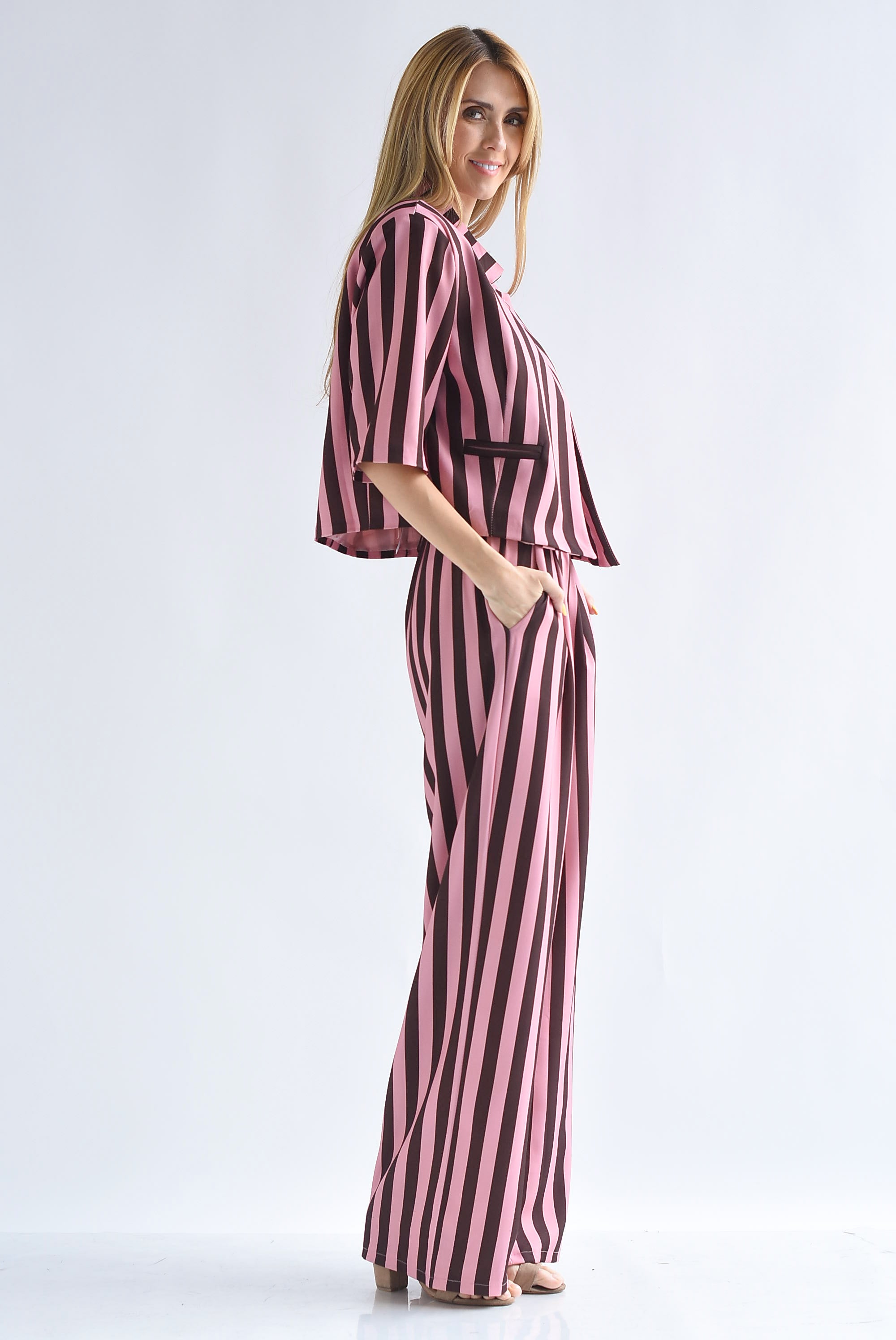 Set Pantalón y Blazer cruzado rayas