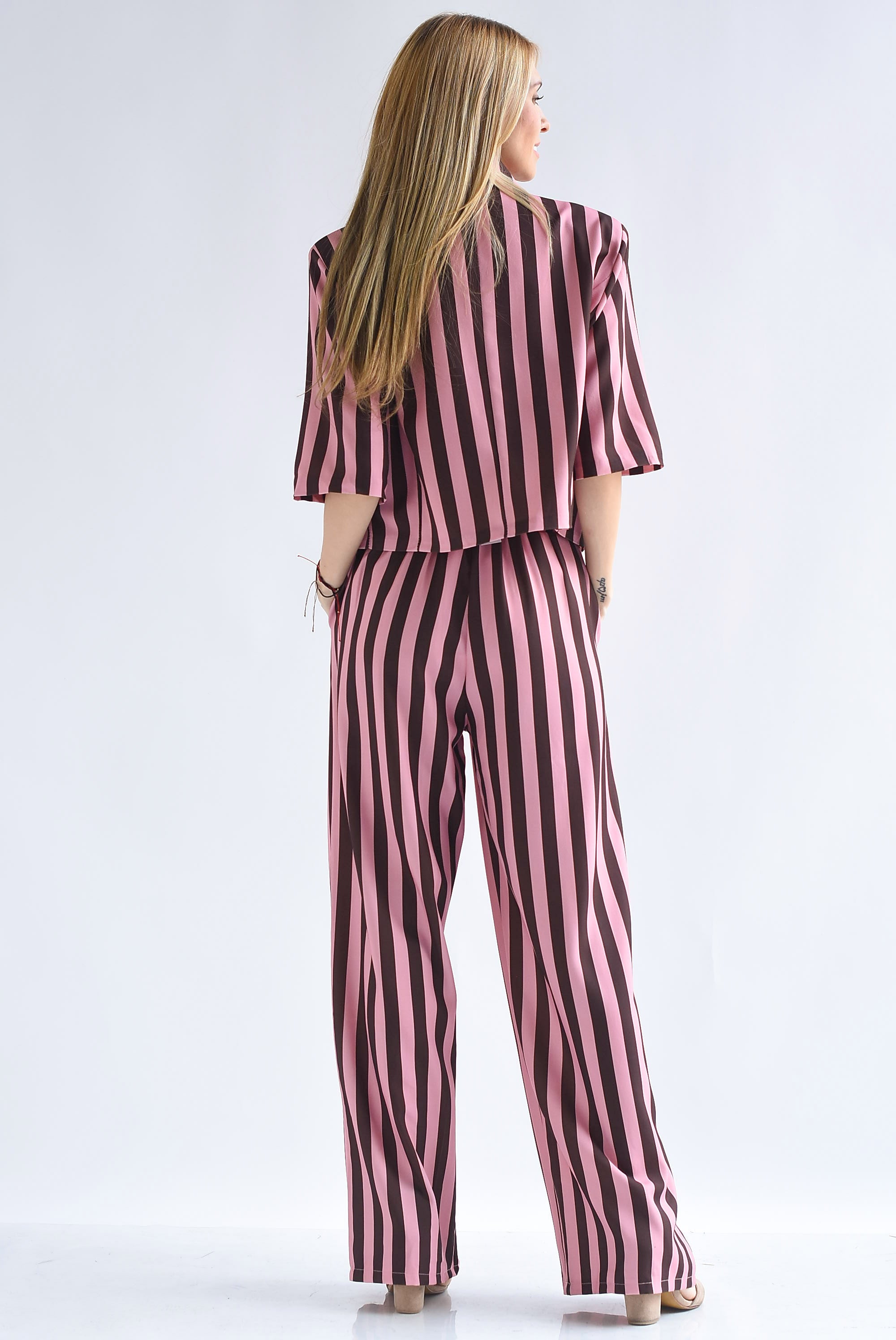 Set Pantalón y Blazer cruzado rayas