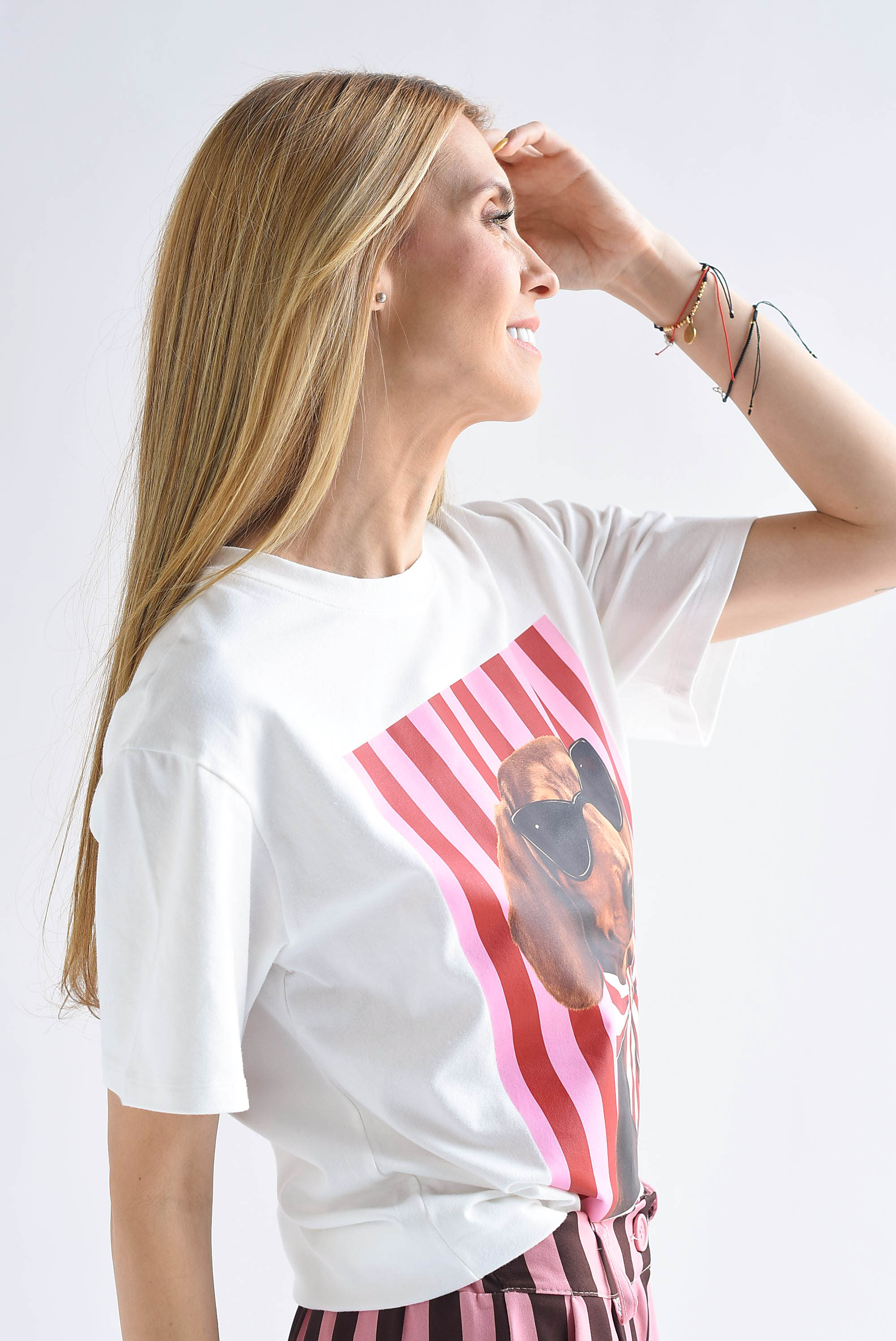 T-Shirt perro gafas rayas