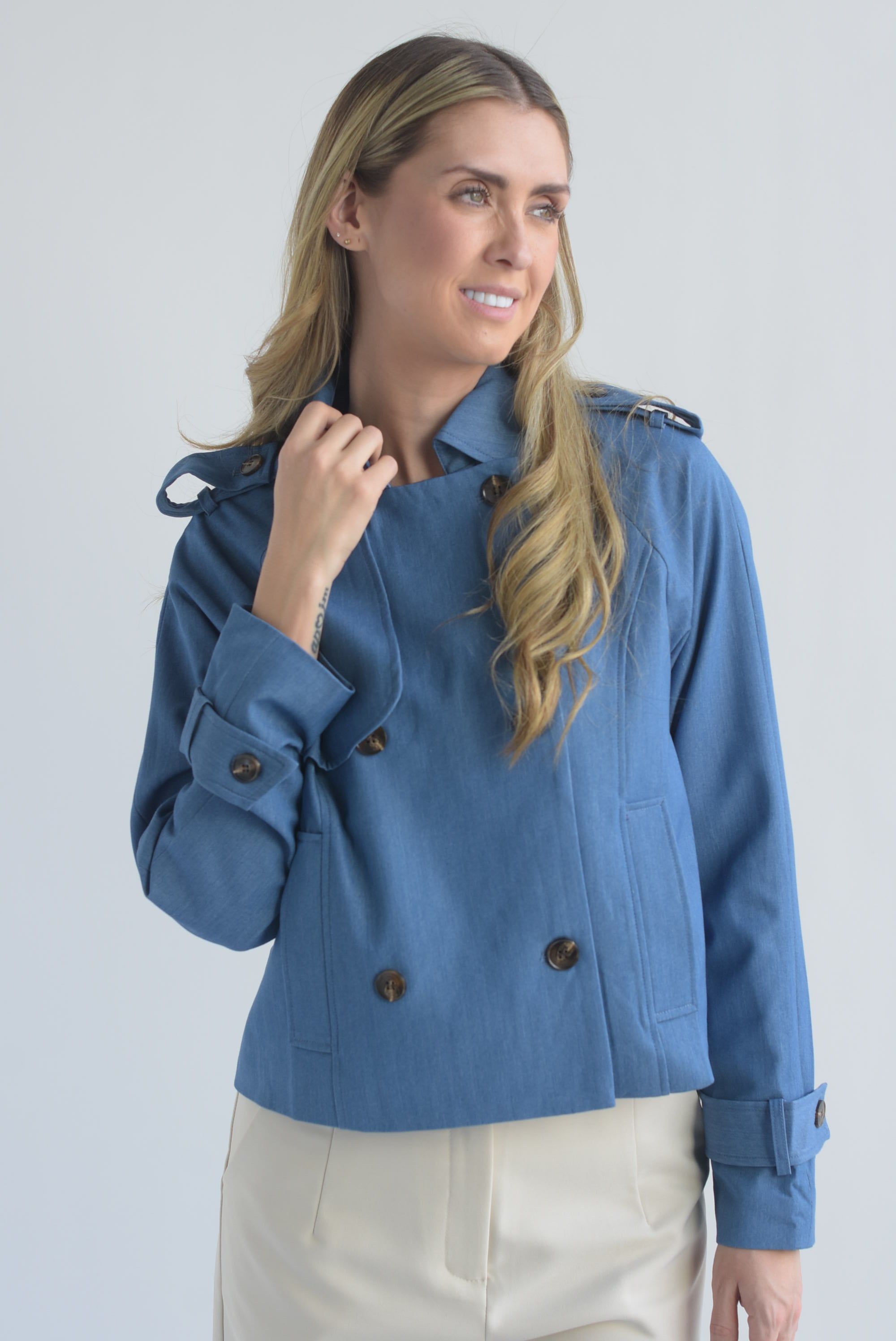 Gabardina crop fake Denim