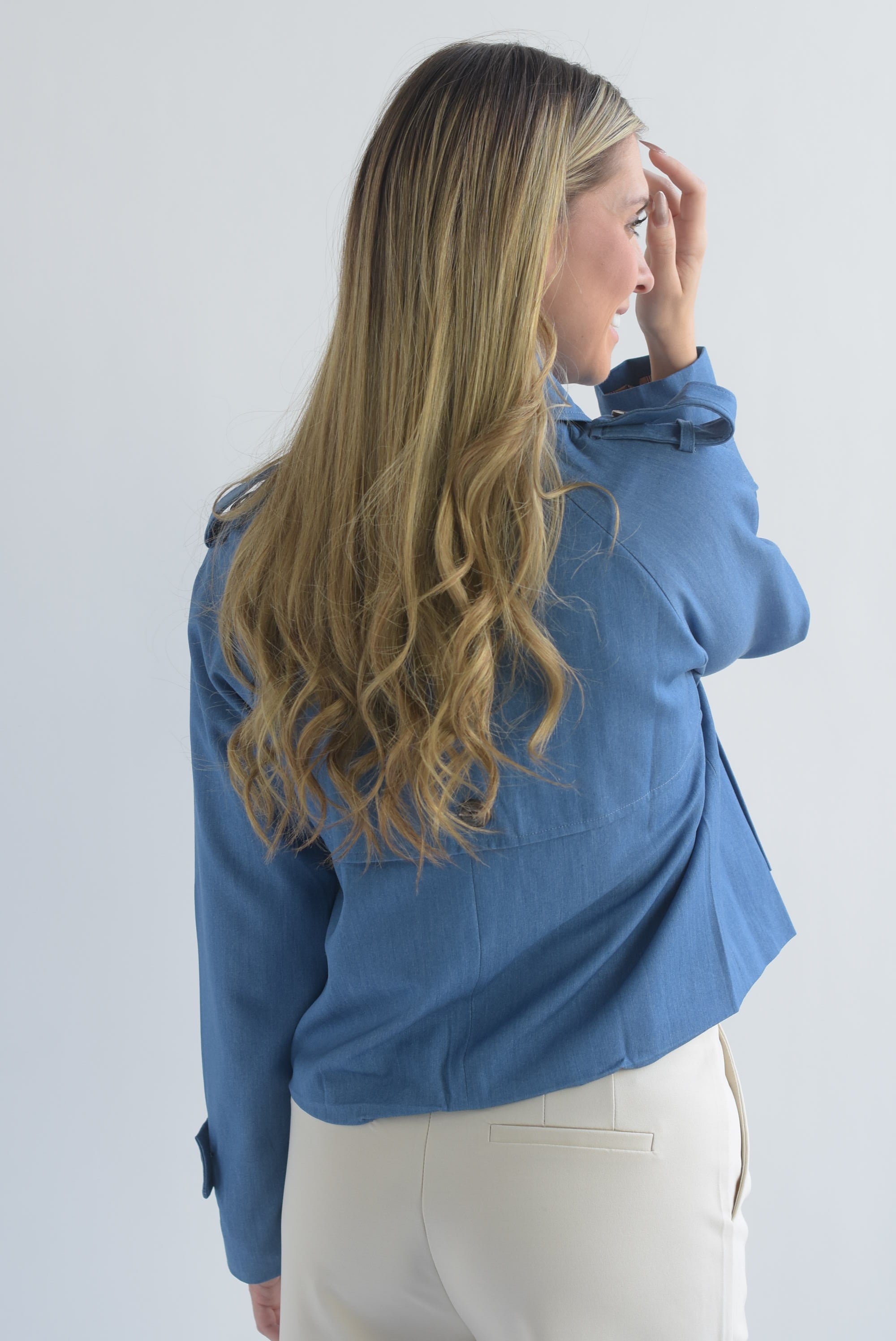 Gabardina crop fake Denim
