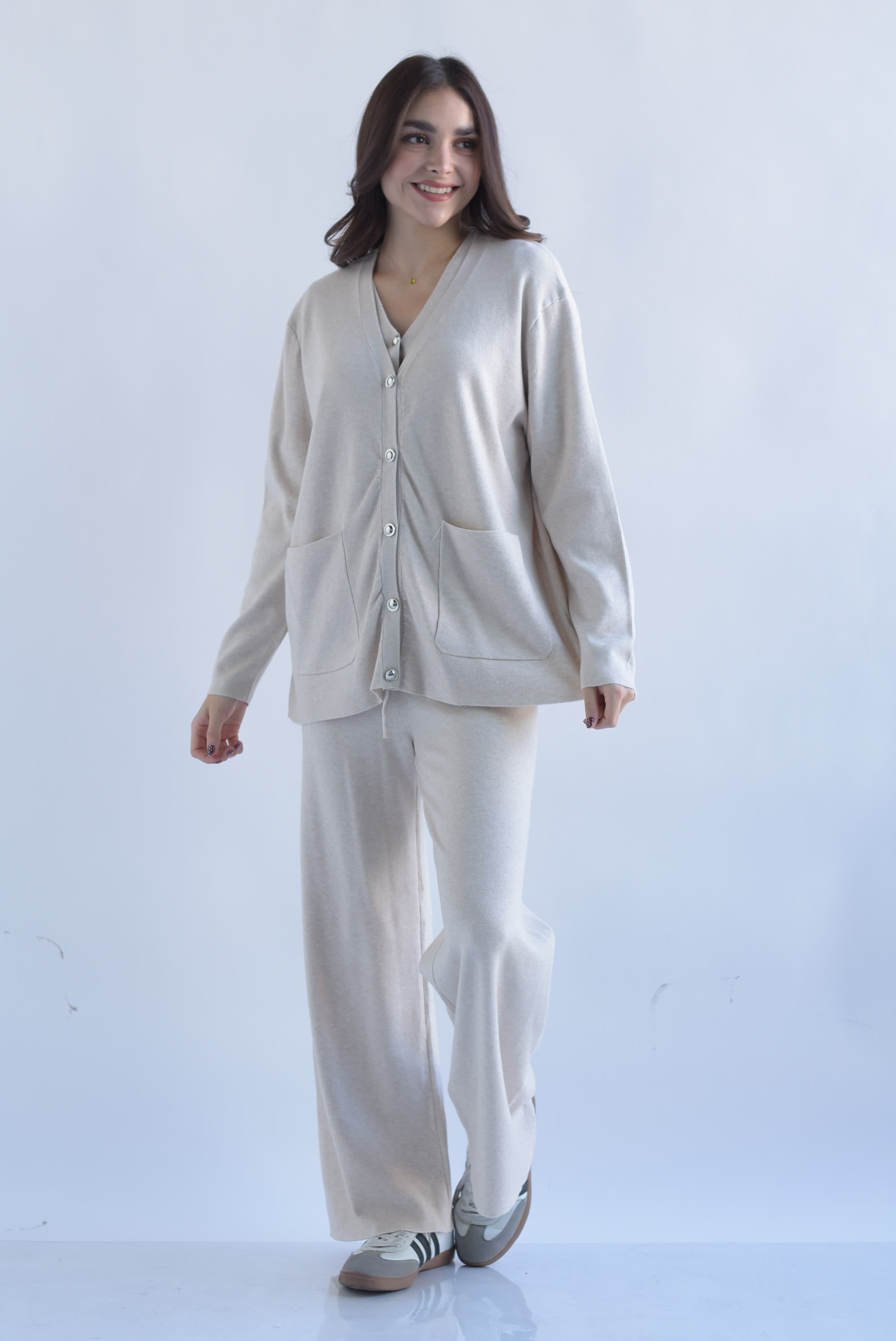 Set Pantalón Cárdigan y Chaleco punto Arena