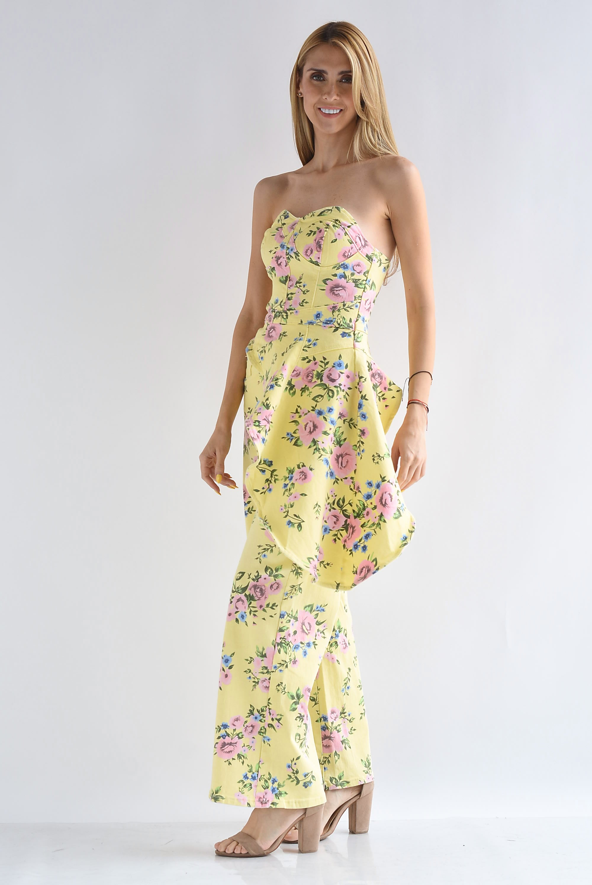 Set Jeans y Top corset cauda flores