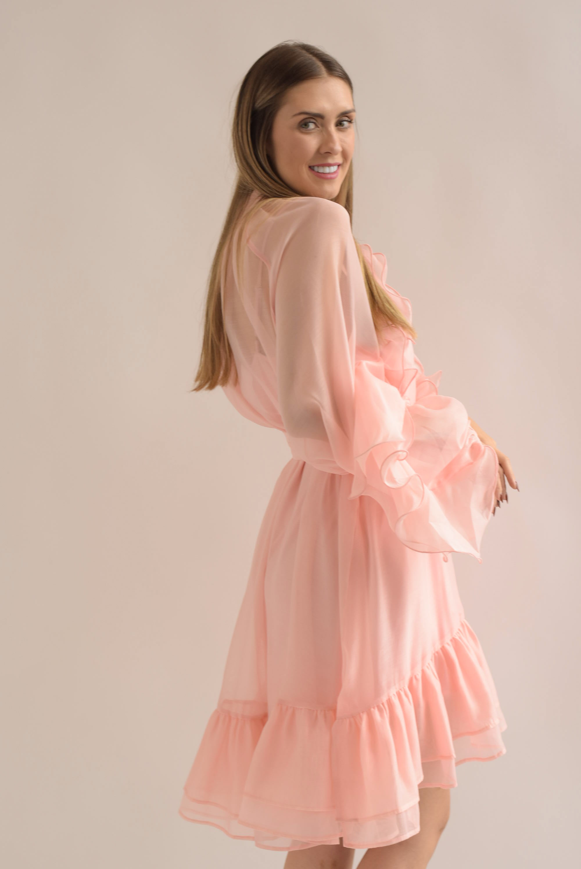 Vestido corto olanes Peach