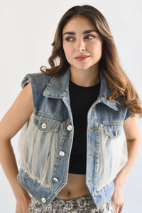 Fashion Styled Chaleco Denim con tulle