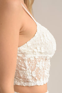 Fashion Styled Set Falda y Top lencero encaje stretch Blanco
