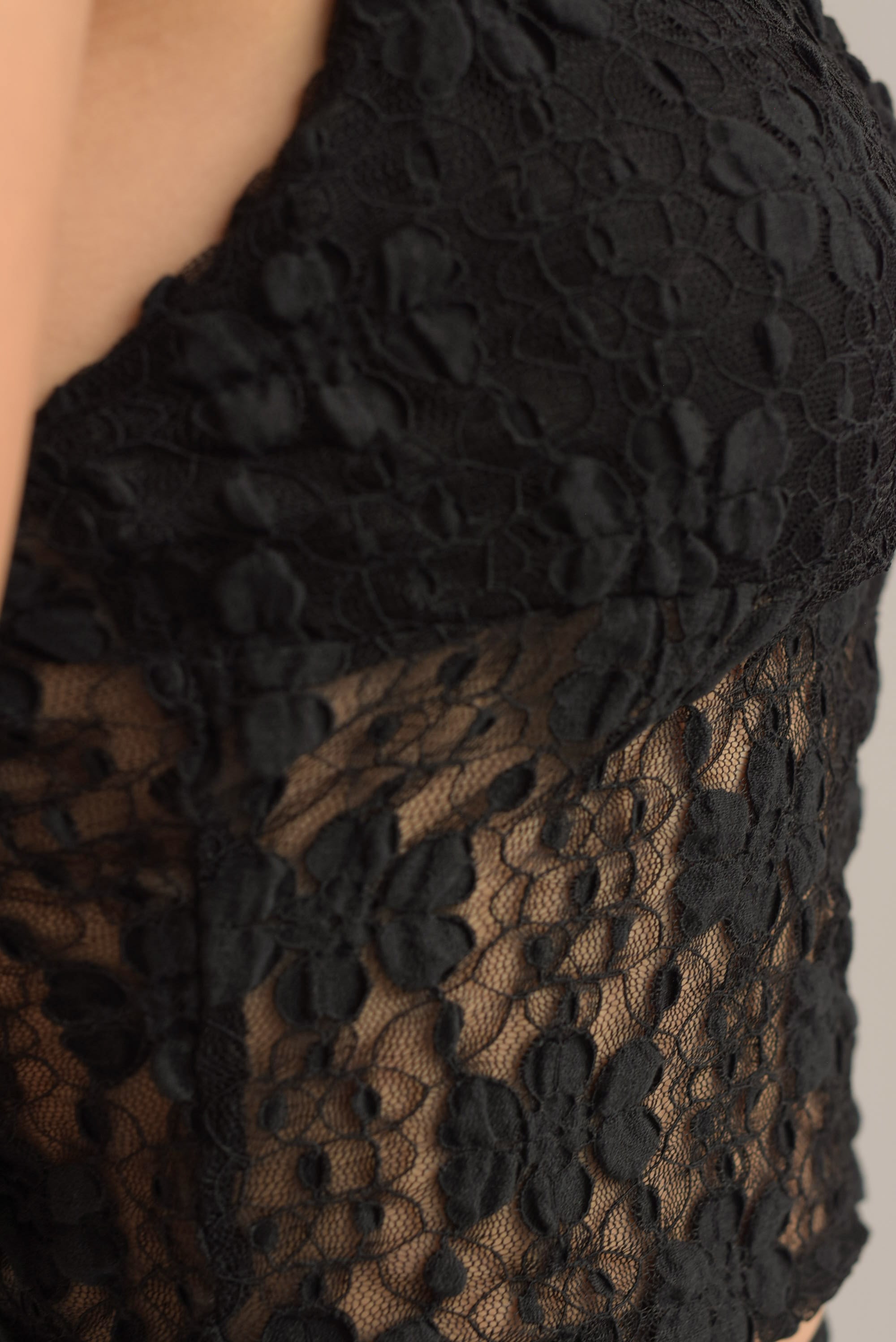 Set Falda y Top lencero encaje stretch Negro