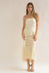 Fashion Styled Falda larga asimétrica encaje Ivory