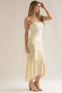 Fashion Styled Falda larga asimétrica encaje Ivory