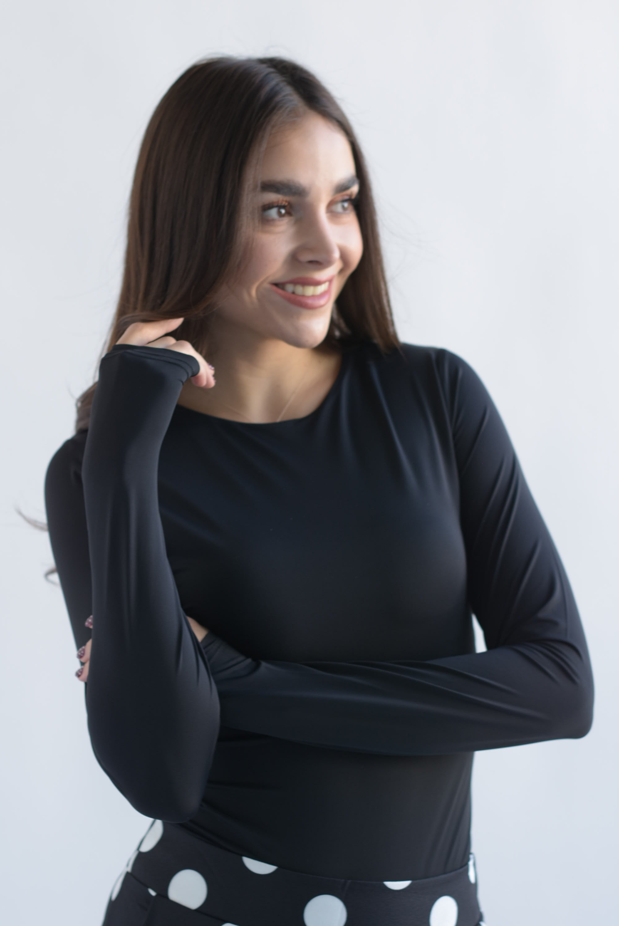 Body licra manga larga doble Negro