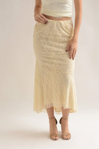 Fashion Styled Falda larga asimétrica encaje Ivory