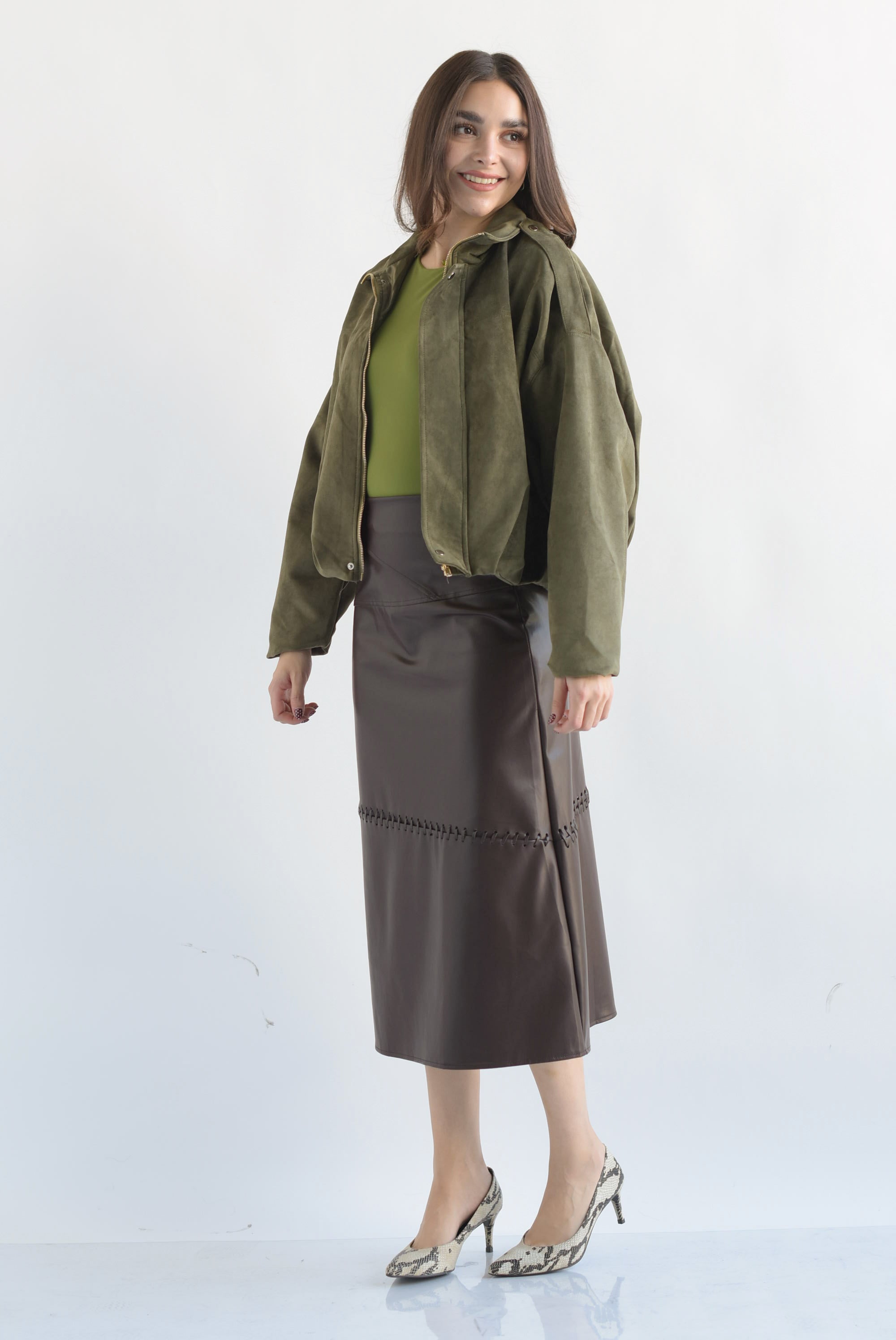 Falda vinipiel costura Espresso