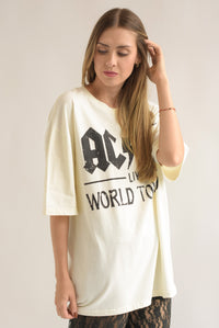 Fashion Styled T-shirt AC DC Ivory
