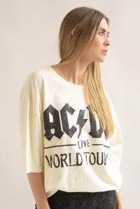 Fashion Styled T-shirt AC DC Ivory
