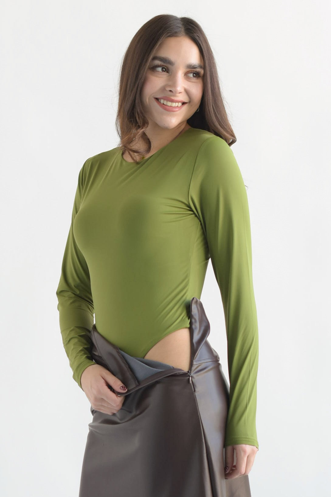 Body licra manga larga doble Verde Sage