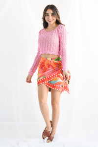 Fashion Styled Falda mini pareo Tropical Rosa