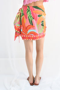 Fashion Styled Falda mini pareo Tropical Rosa